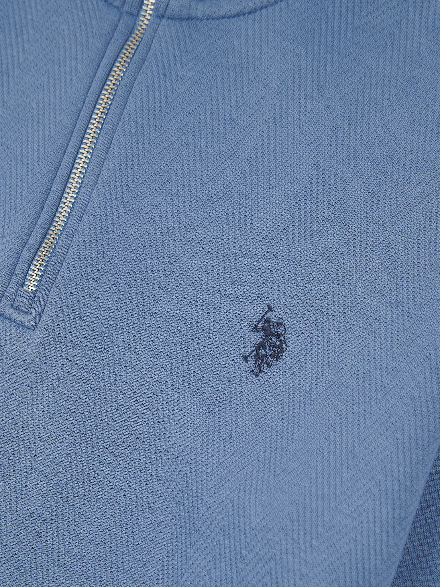 Men's Herringbone ¼ Zip Sweatshirt in Blue Horizon - Image 6