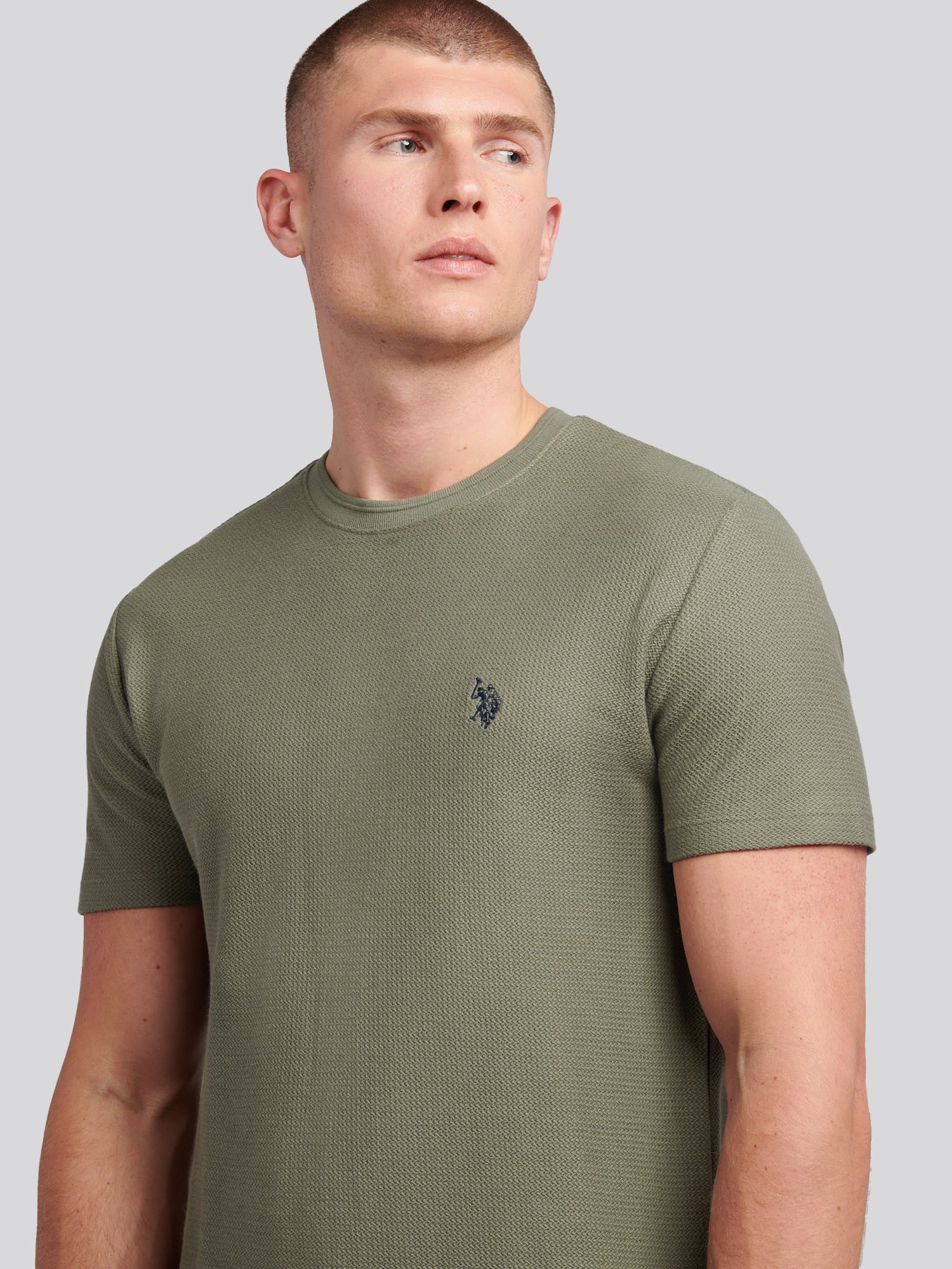Mens HerringboneTexture T-Shirt in Mulled Basil - Image 2