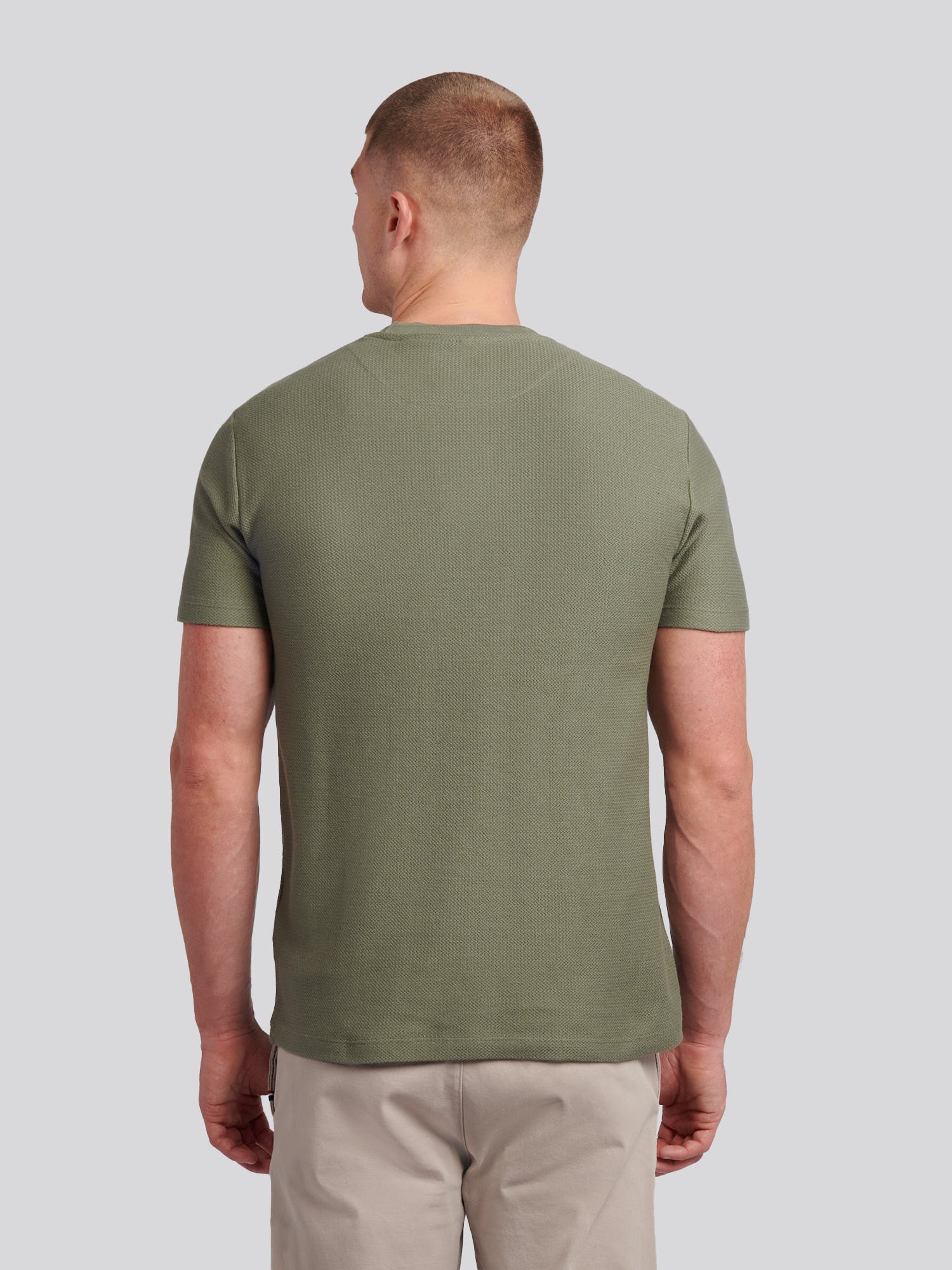 Mens HerringboneTexture T-Shirt in Mulled Basil - Image 4