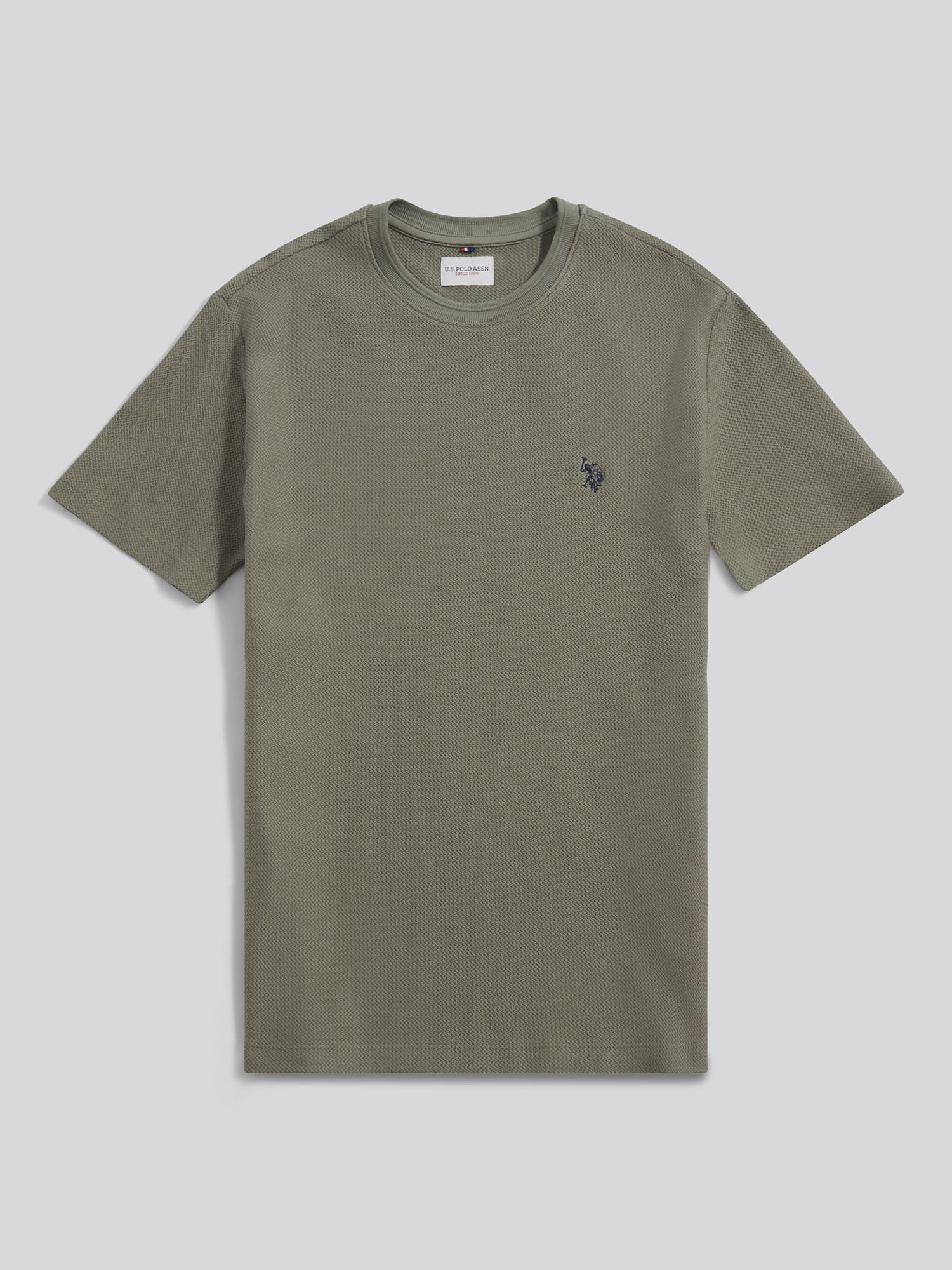 Mens HerringboneTexture T-Shirt in Mulled Basil - Image 5