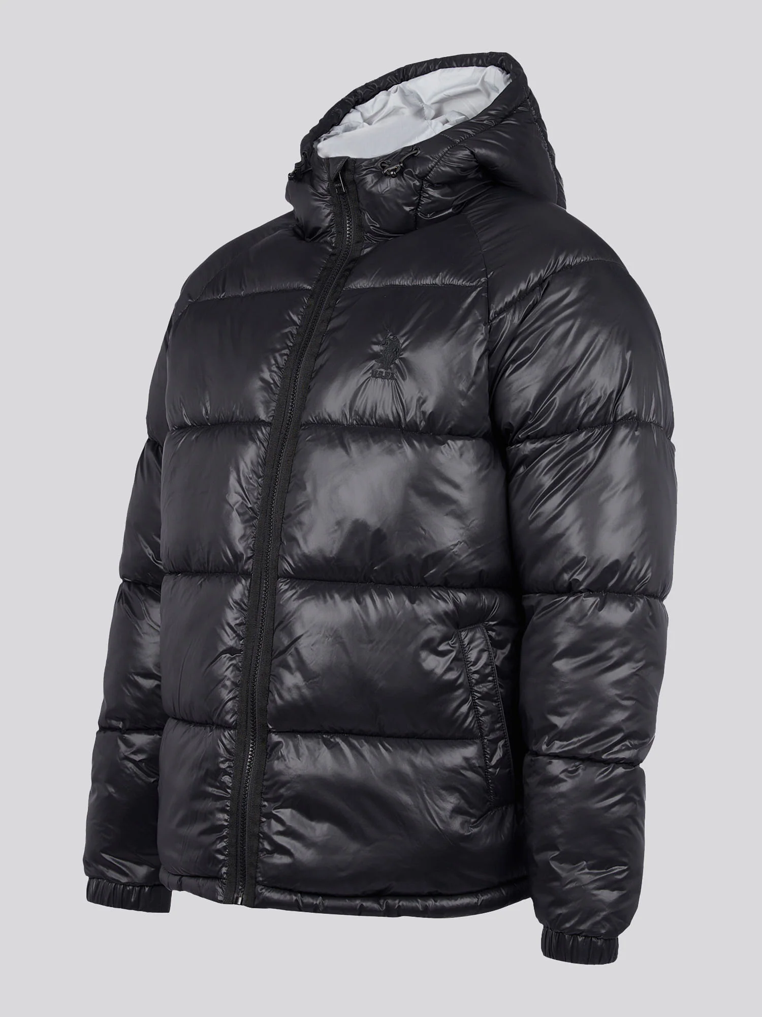 Mens High Shine Heavyweight Quilted Jacket in Black - Image 8