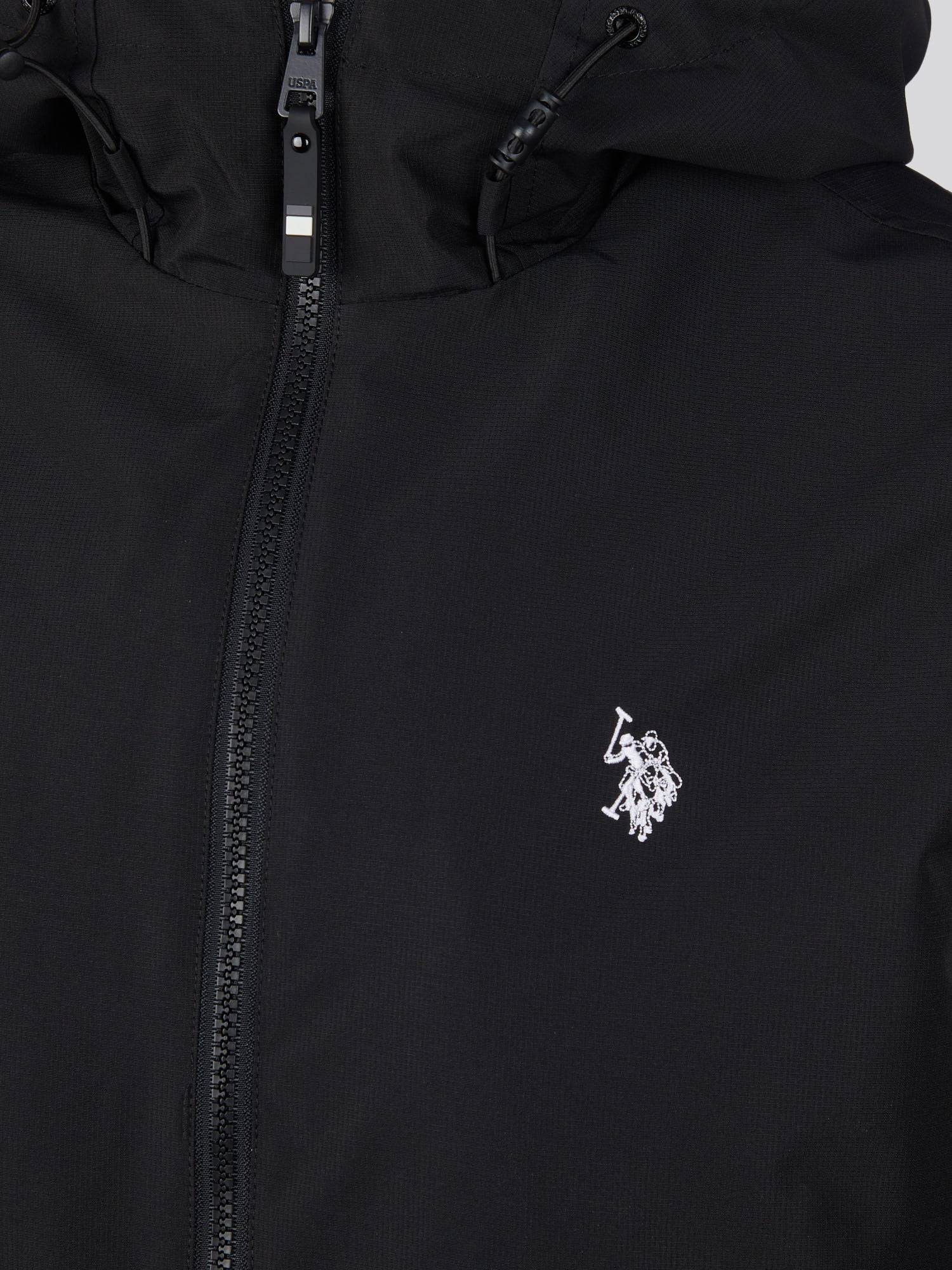 Mens Hooded Windbreaker Black Bright White DHM - Image 11