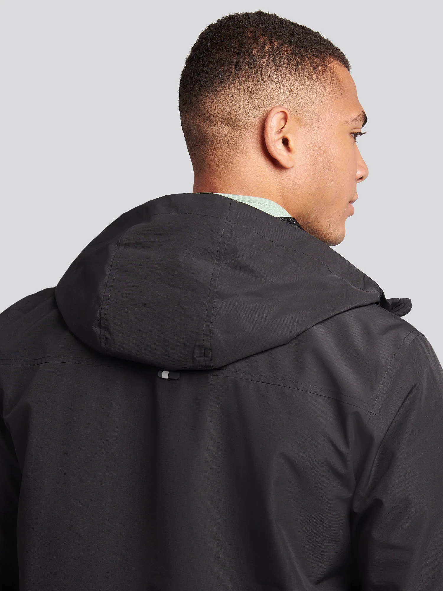 Mens Hooded Windbreaker Black Bright White DHM - Image 6