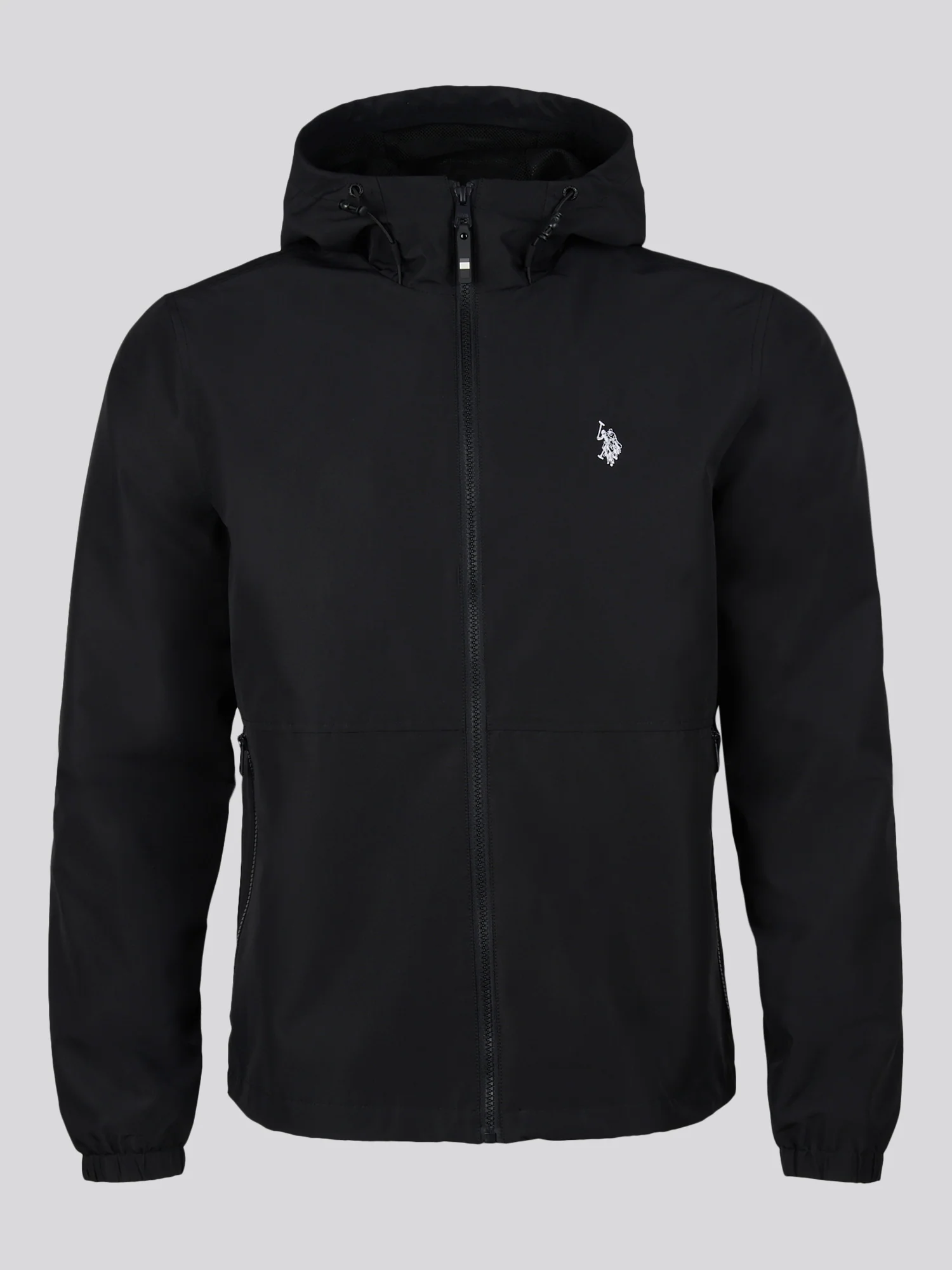 Mens Hooded Windbreaker Black Bright White DHM - Image 8