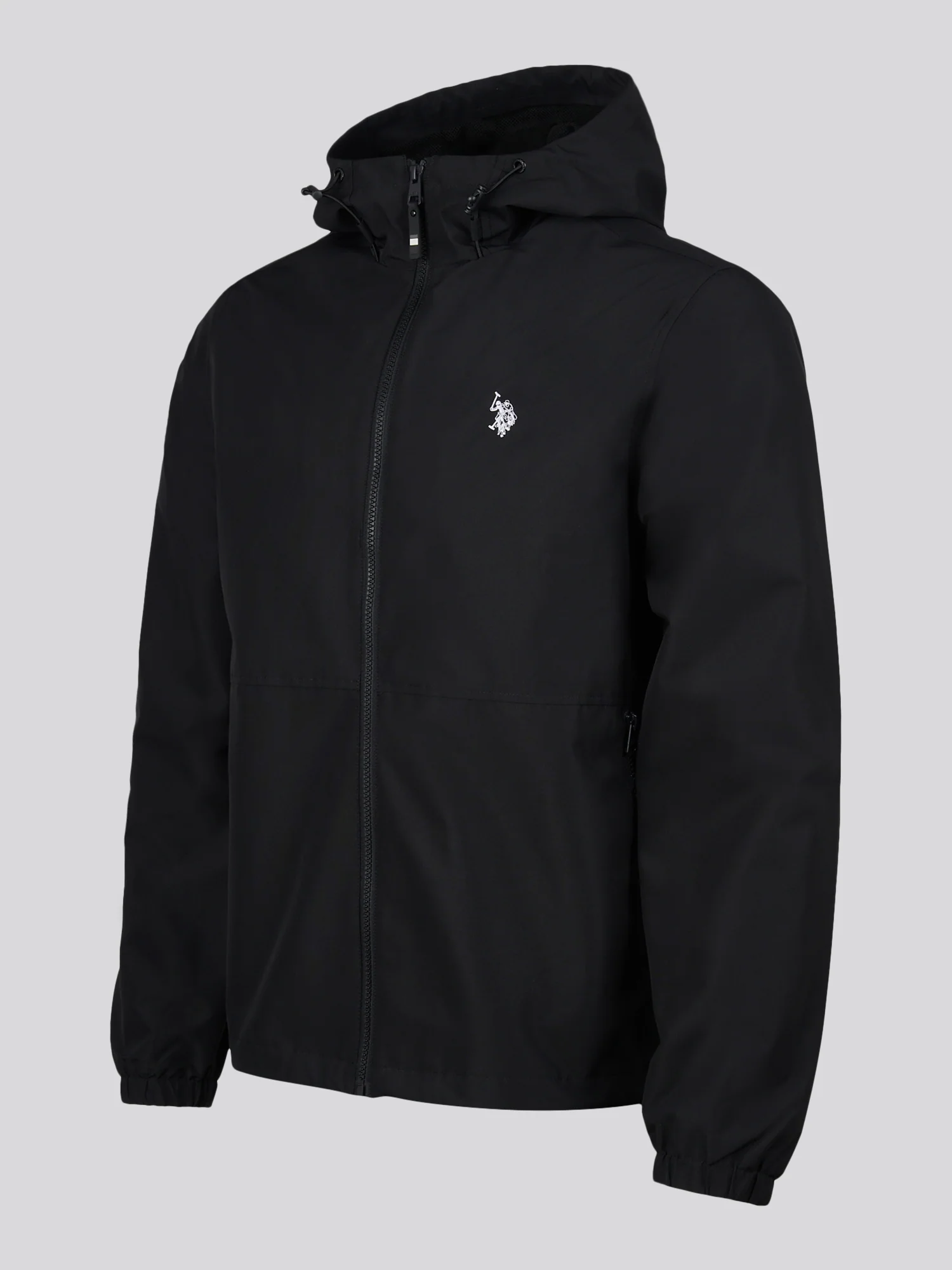 Mens Hooded Windbreaker Black Bright White DHM - Image 9