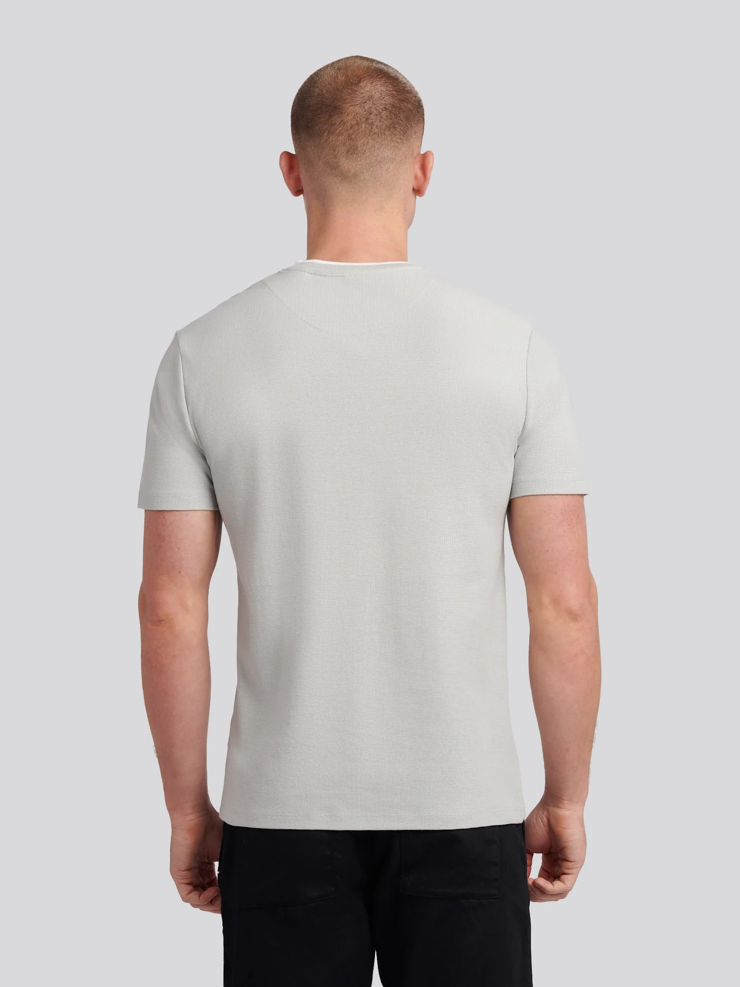 Mens Knit Texture Jersey T-Shirt in High Rise - Image 4