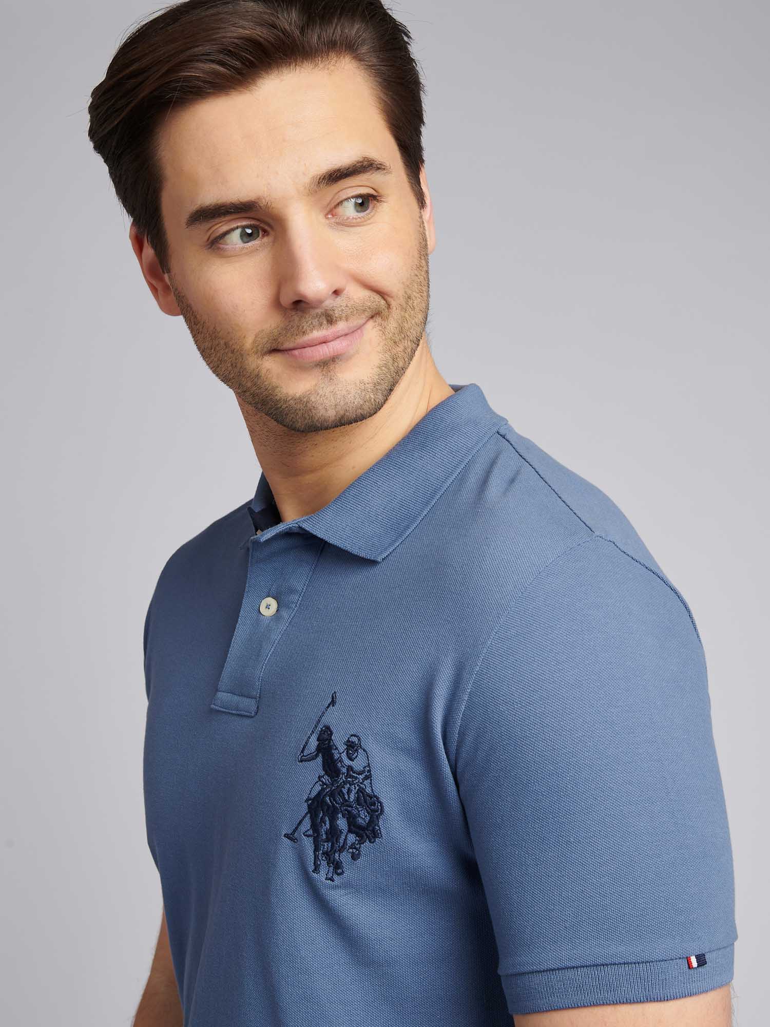 Mens Large Player Pique Polo Shirt in Blue Horizon - Image 2