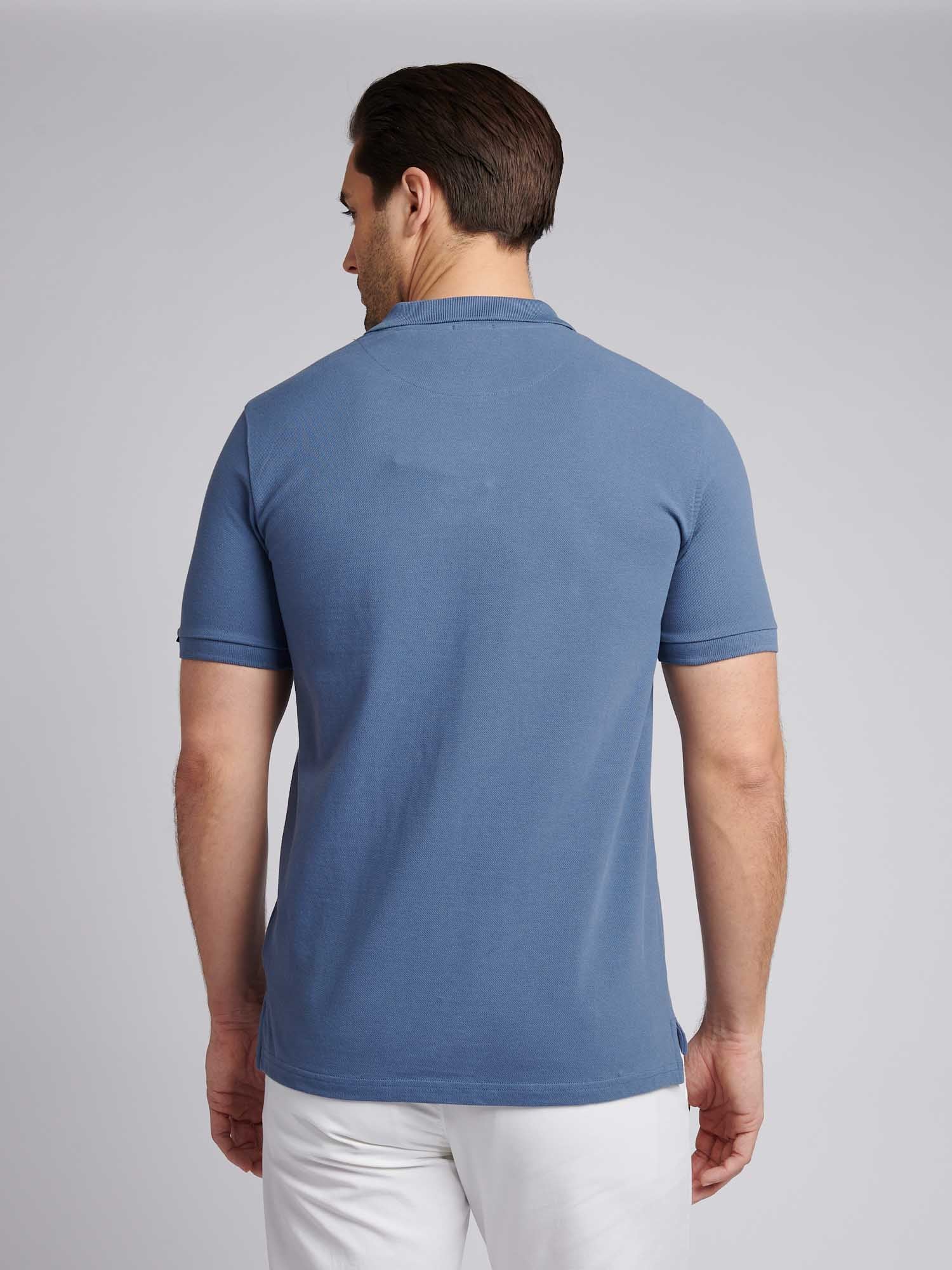 Mens Large Player Pique Polo Shirt in Blue Horizon - Image 3