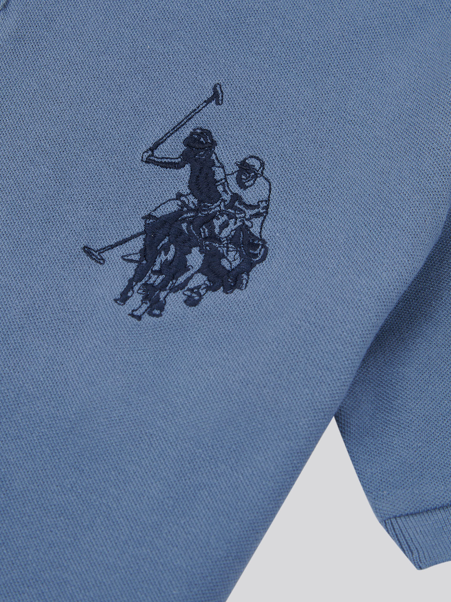 Mens Large Player Pique Polo Shirt in Blue Horizon - Image 7