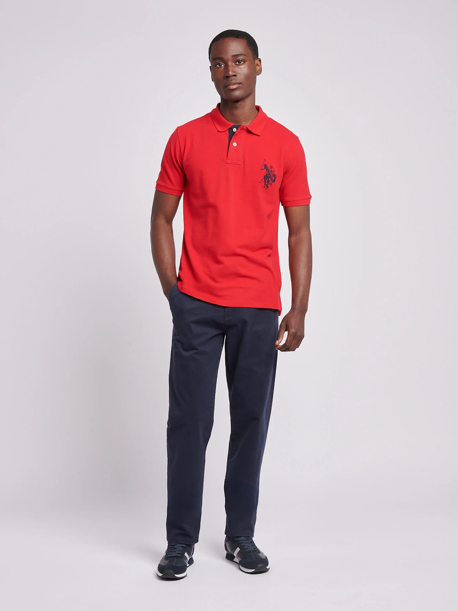 Mens Large Player Pique Polo Shirt in Haute Red - Image 3