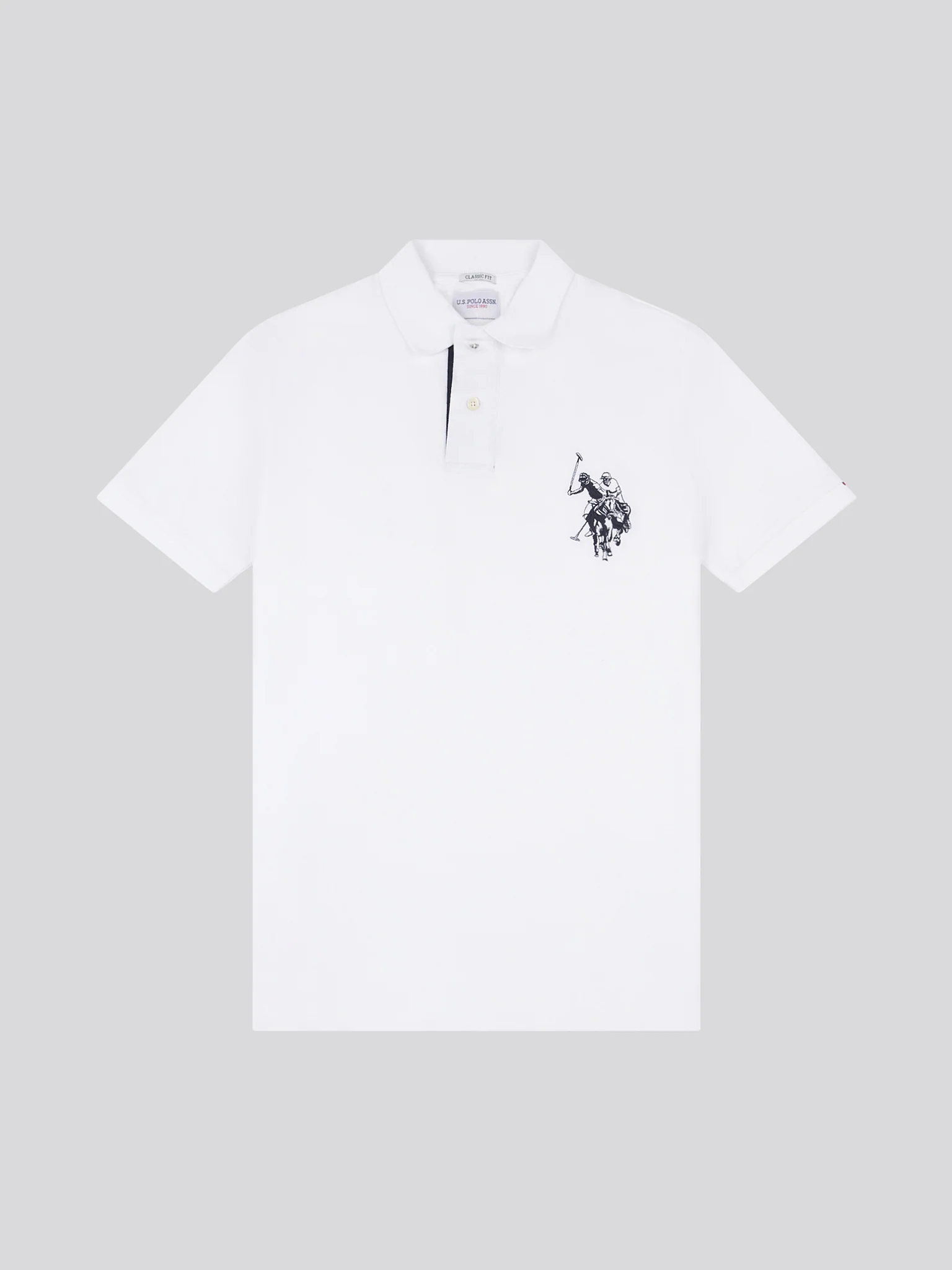Mens Large Player Pique Polo Shirt in White / Dark Sapphire Navy DHM - Image 5