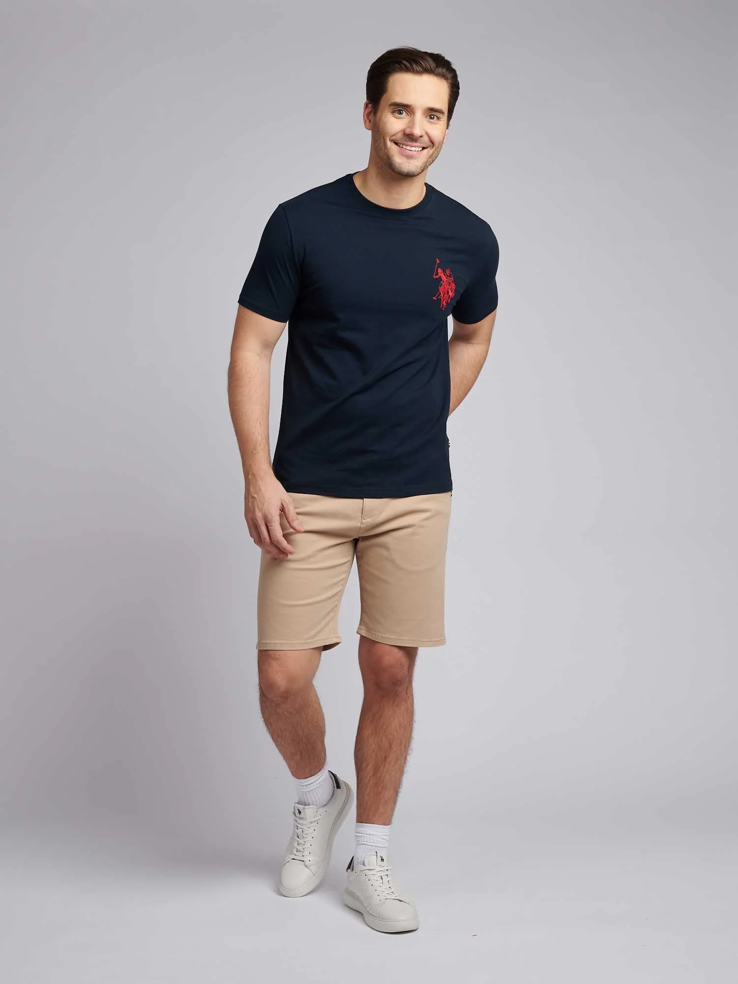 Mens Large Player T-Shirt in Dark Sapphire Navy / Haute Red DHM - Image 4