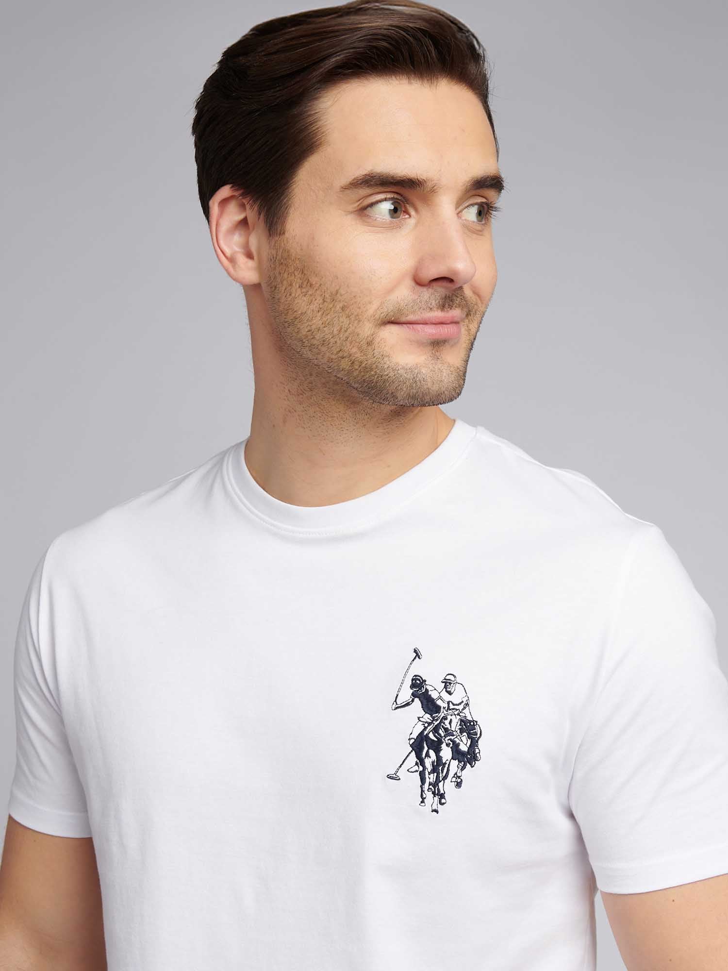 Mens Large Player T-Shirt in White / Dark Sapphire Navy DHM - Image 2