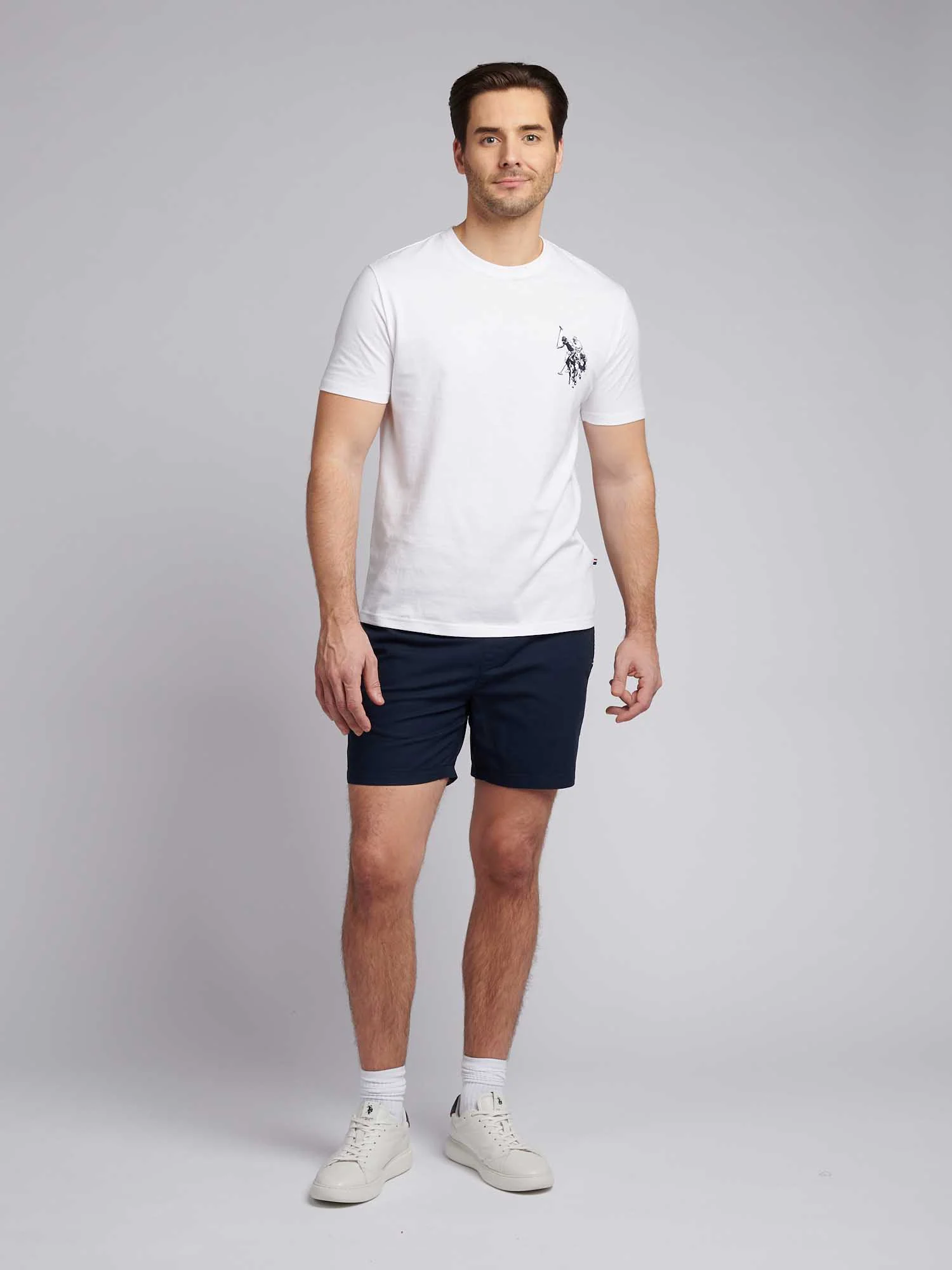 Mens Large Player T-Shirt in White / Dark Sapphire Navy DHM - Image 4