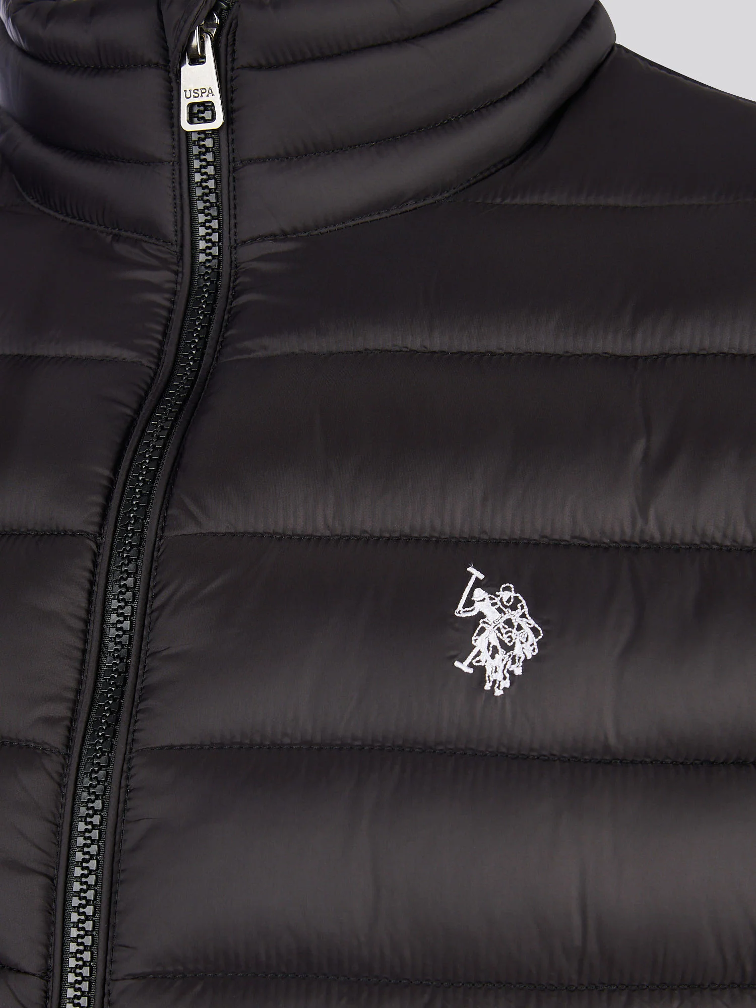 Mens Lightweight Bound Quilted Jacket Black Bright White DHM - Image 10