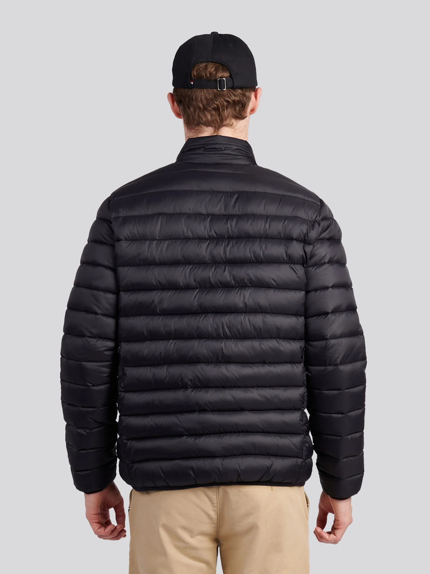 Mens Lightweight Bound Quilted Jacket Black Bright White DHM - Image 4
