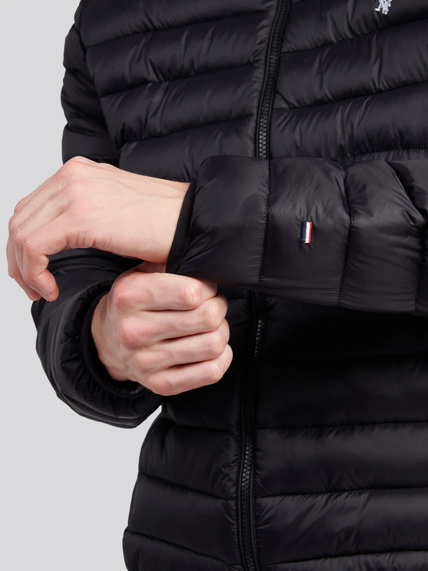 Mens Lightweight Bound Quilted Jacket Black Bright White DHM - Image 5