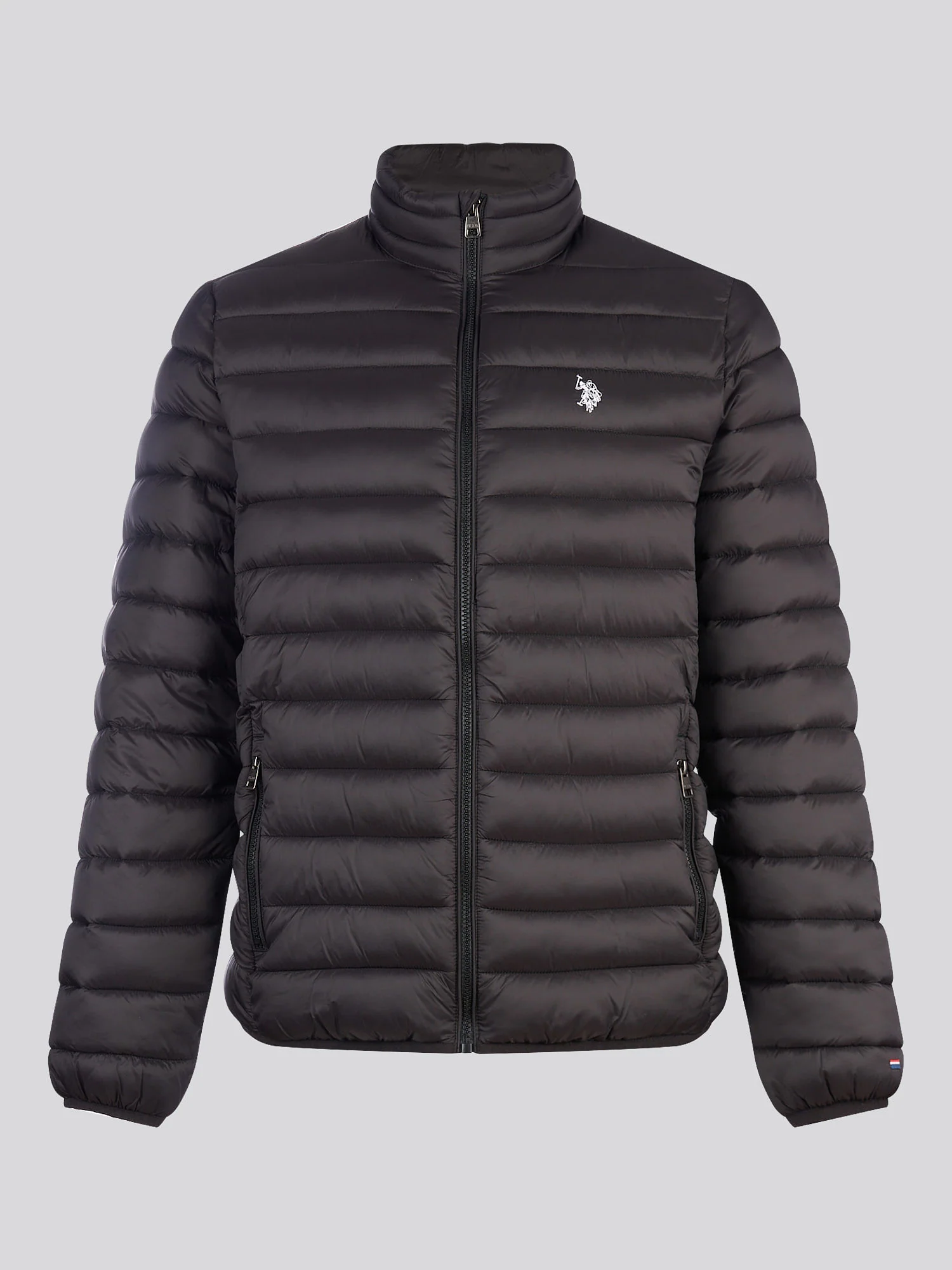 Mens Lightweight Bound Quilted Jacket Black Bright White DHM - Image 7