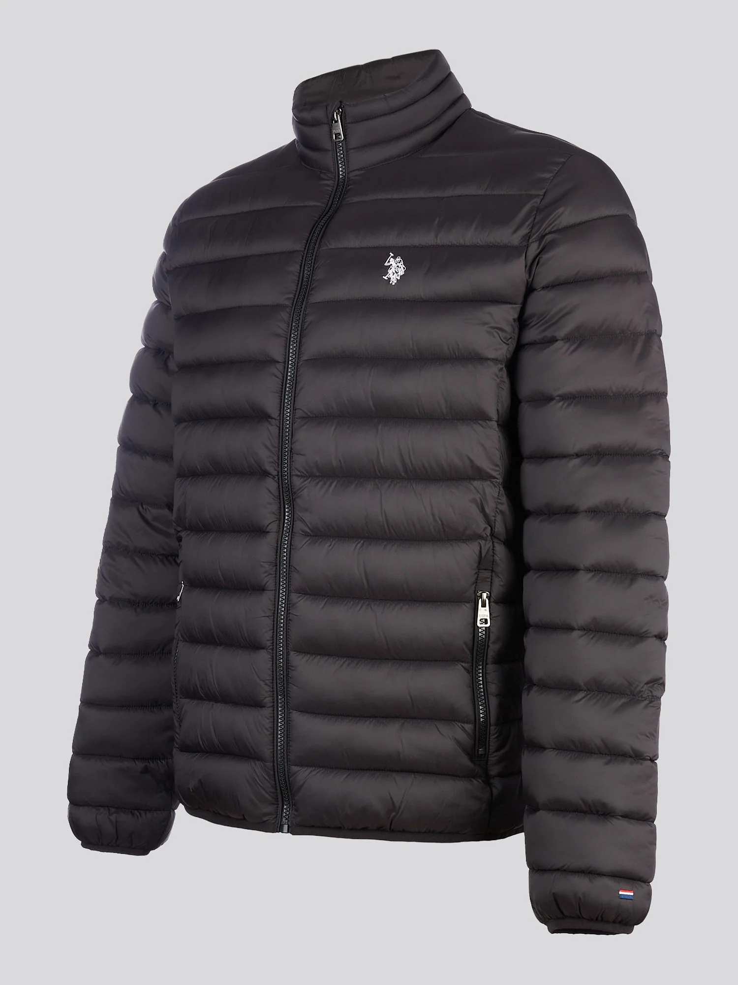 Mens Lightweight Bound Quilted Jacket Black Bright White DHM - Image 8