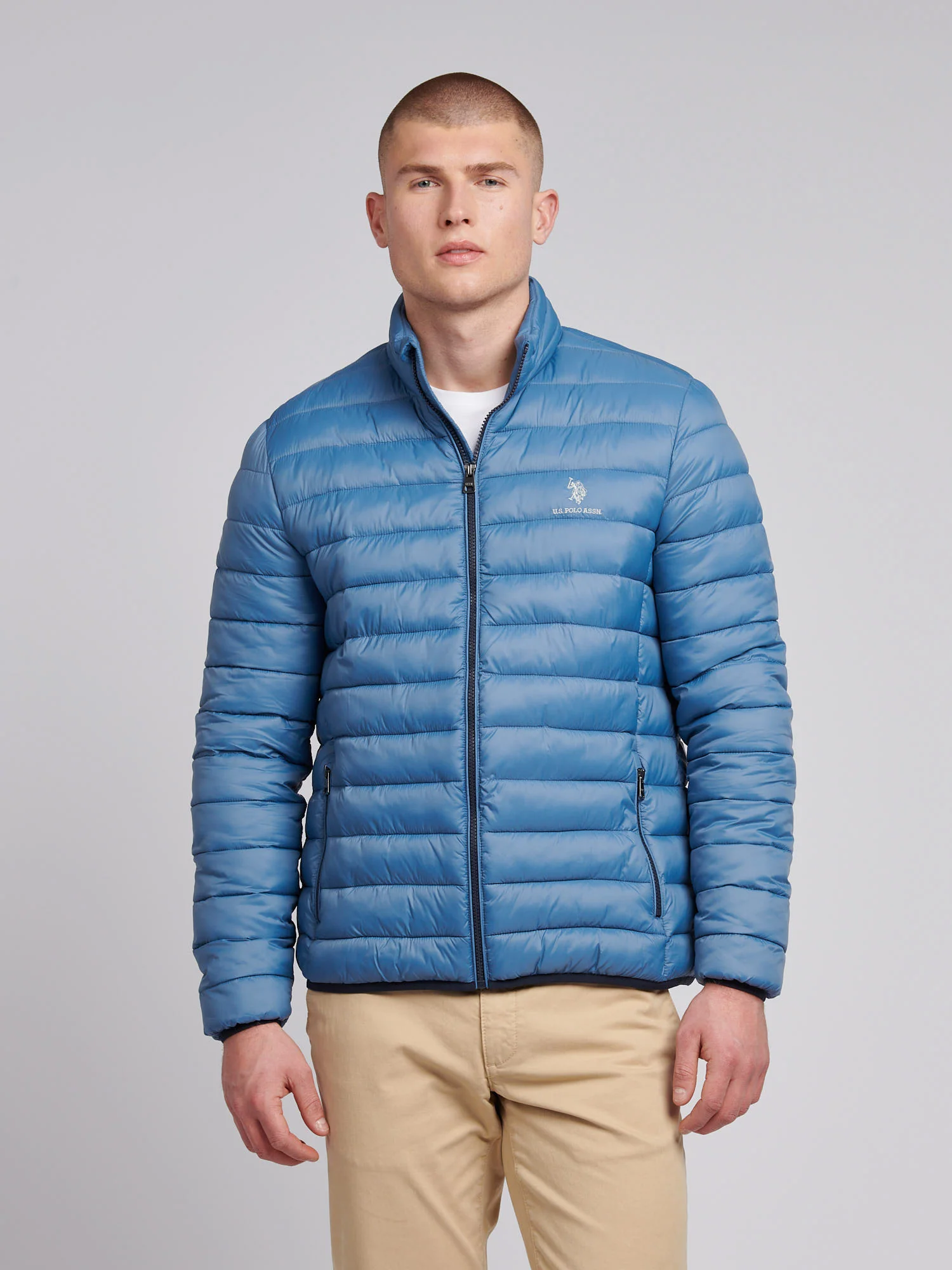 Mens Lightweight Bound Quilted Jacket Blue Horizon