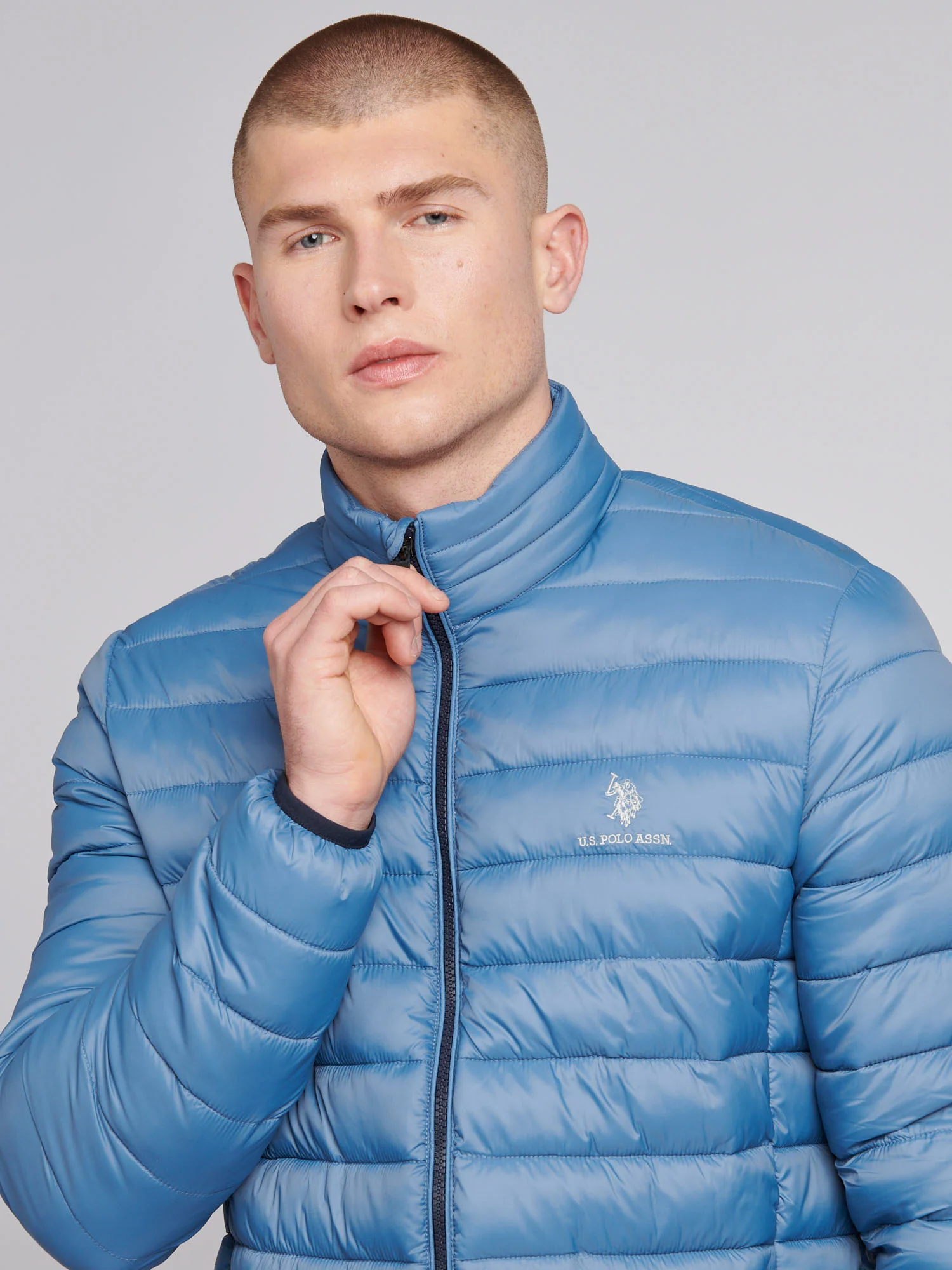 Mens Lightweight Bound Quilted Jacket Blue Horizon - Image 2