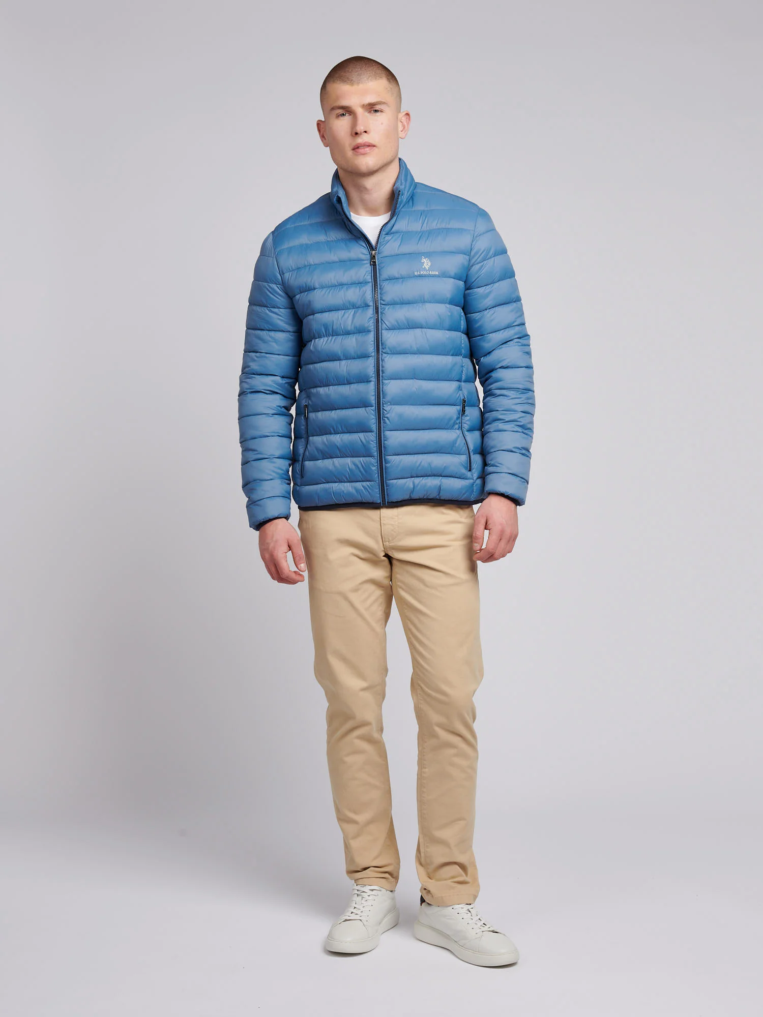 Mens Lightweight Bound Quilted Jacket Blue Horizon - Image 3