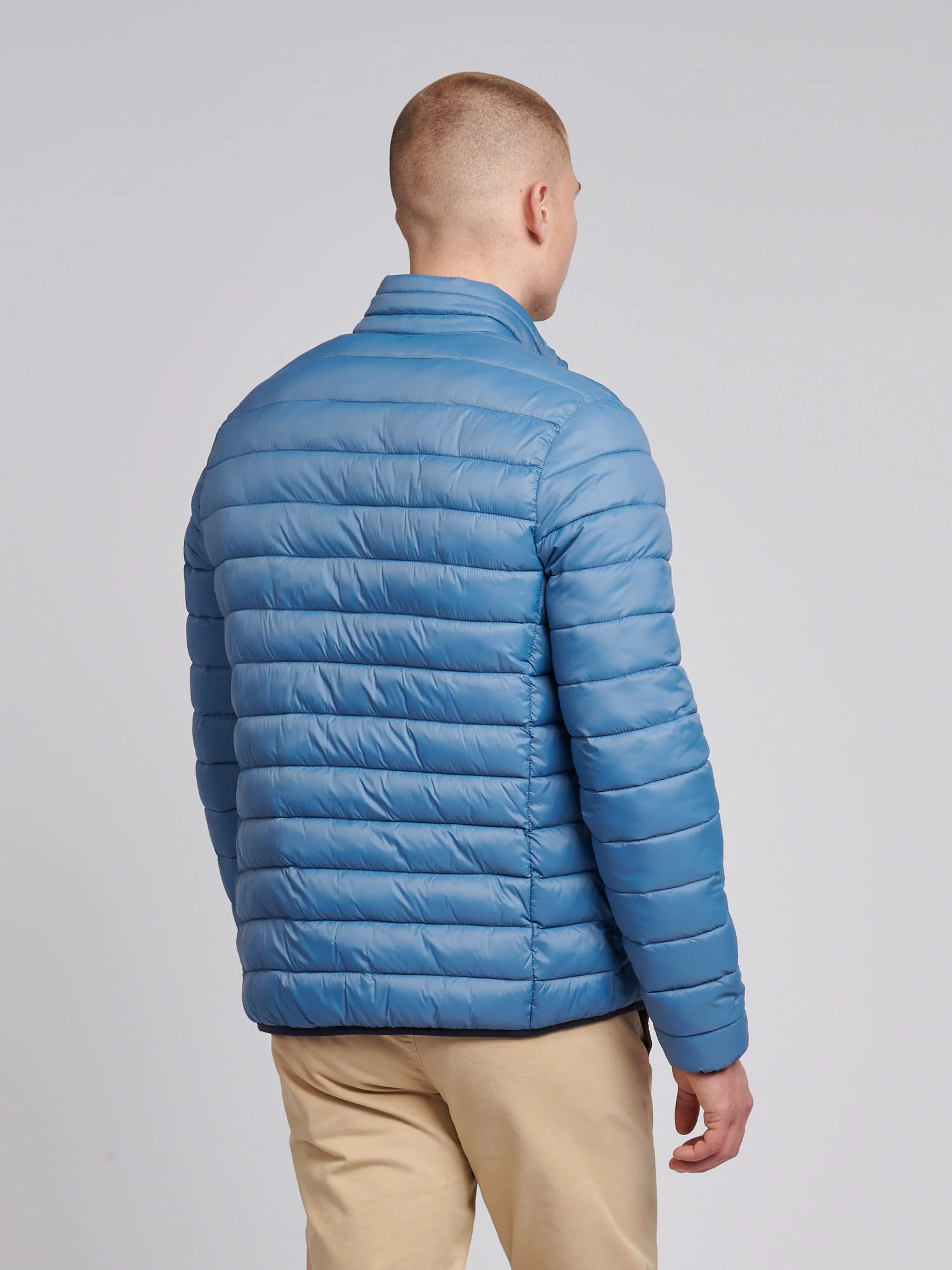Mens Lightweight Bound Quilted Jacket Blue Horizon - Image 4