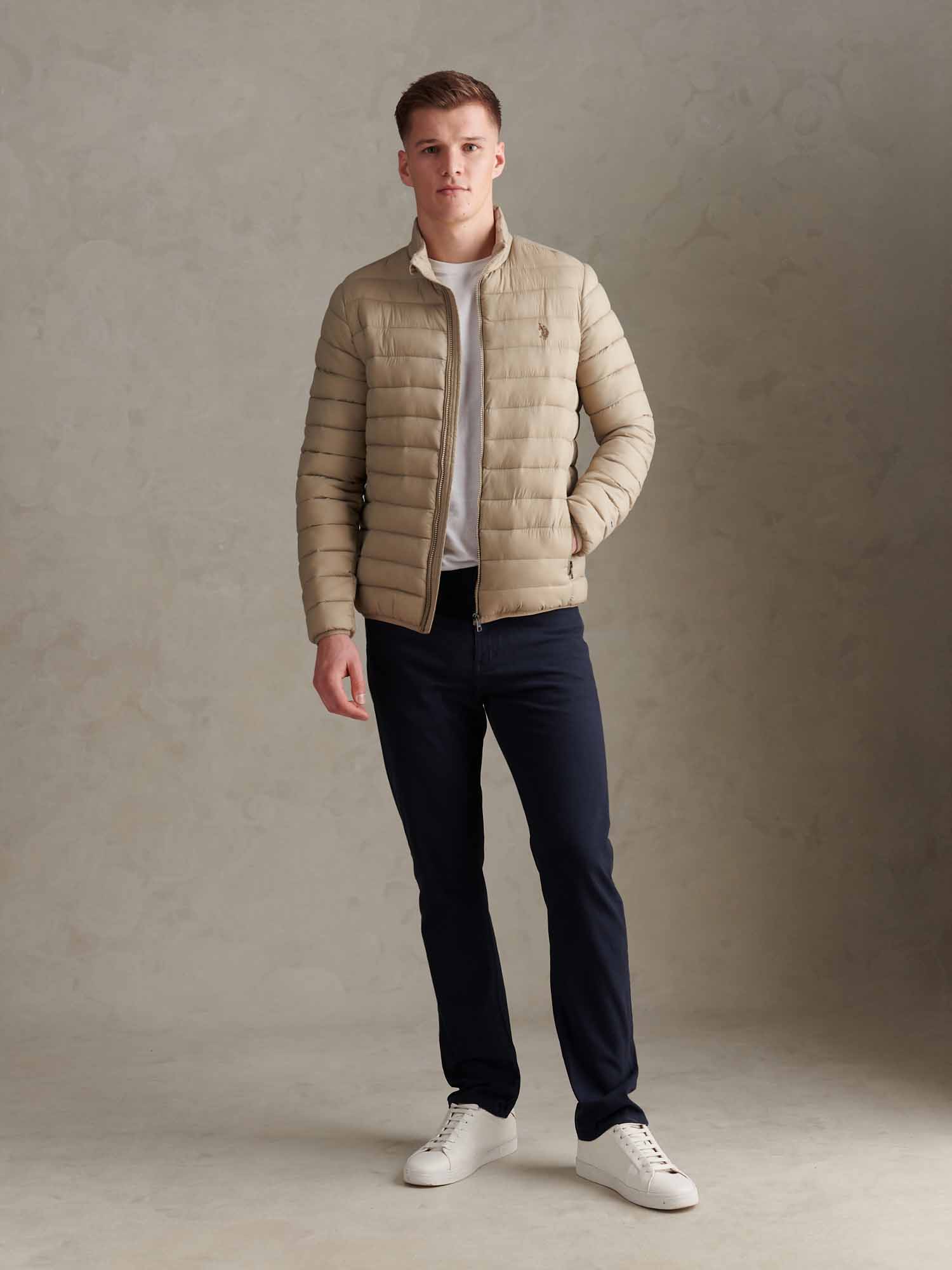 Mens Lightweight Bound Quilted Jacket Trench Coat - Image 3