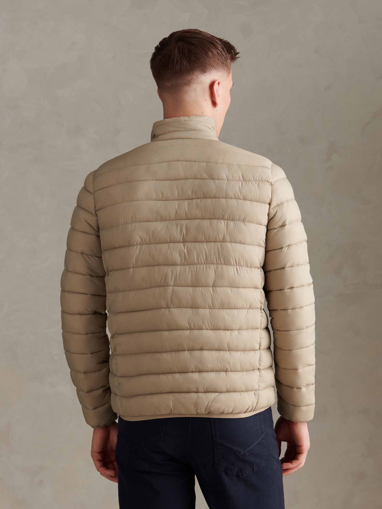 Mens Lightweight Bound Quilted Jacket Trench Coat - Image 4