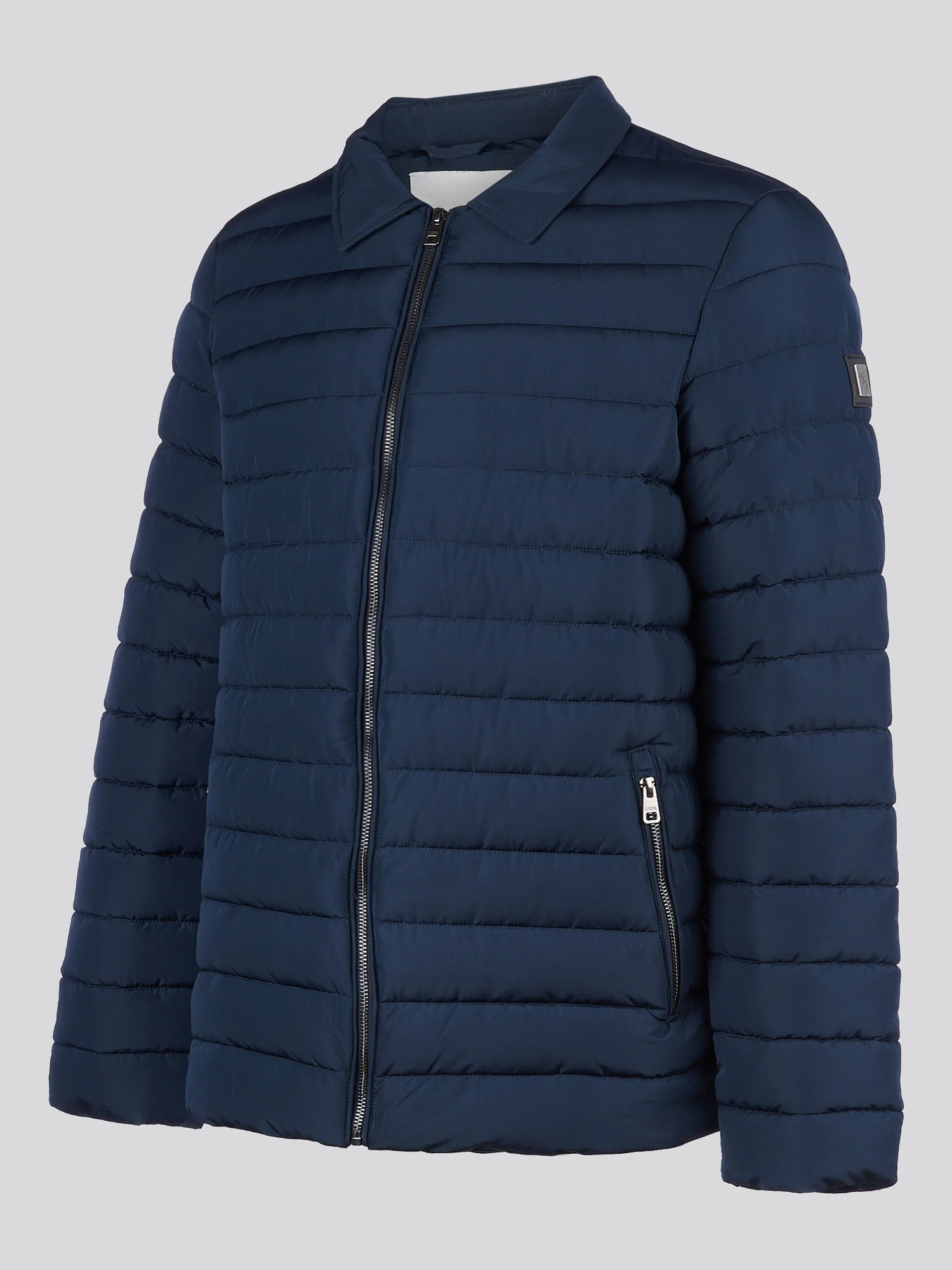 Mens Lightweight Quilted Collared Jacket in Dark Sapphire Navy - Image 10