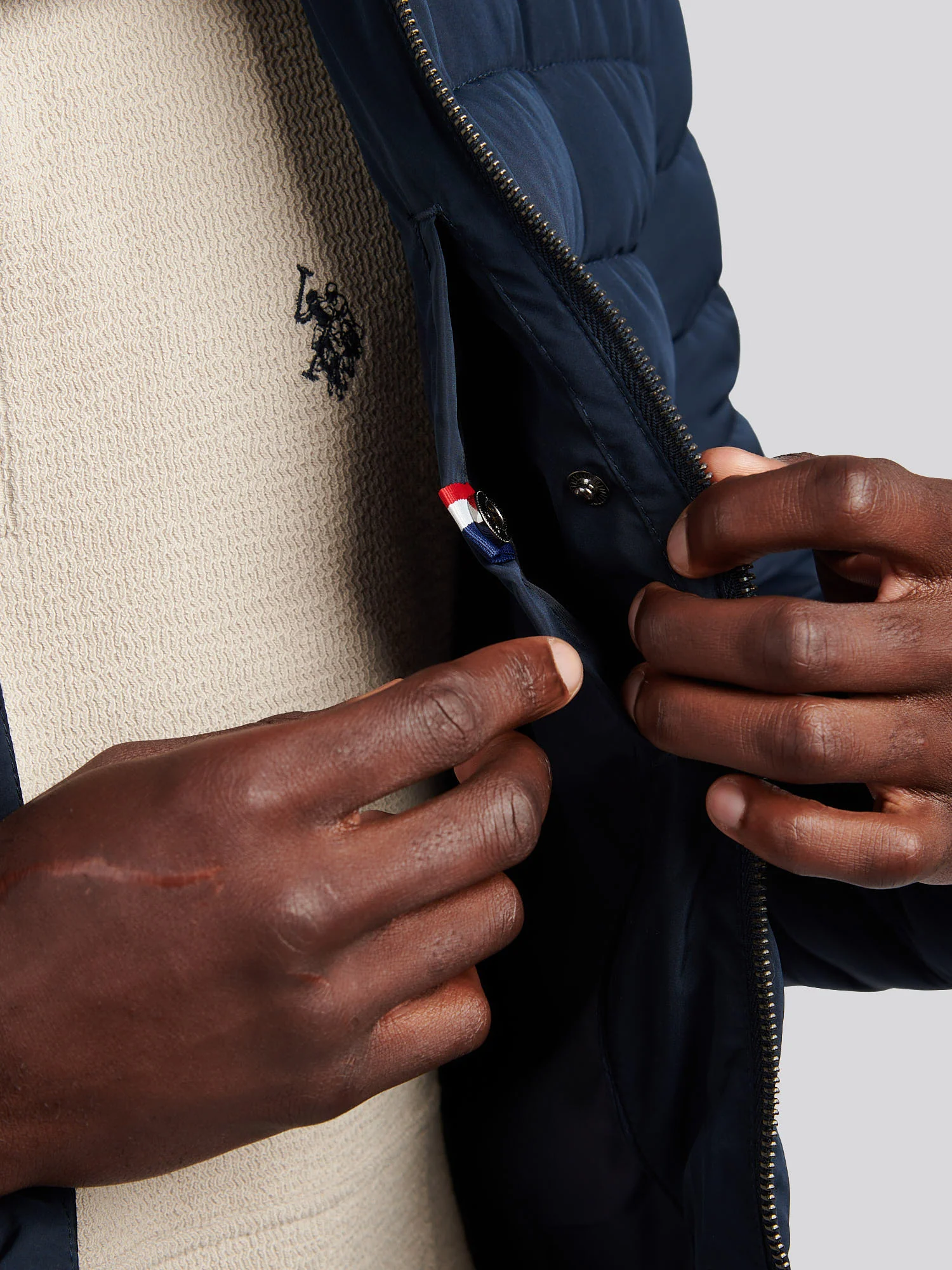 Mens Lightweight Quilted Collared Jacket in Dark Sapphire Navy - Image 7