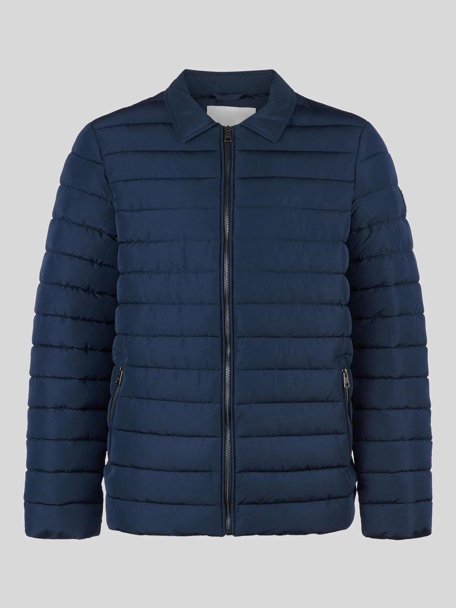 Mens Lightweight Quilted Collared Jacket in Dark Sapphire Navy - Image 9