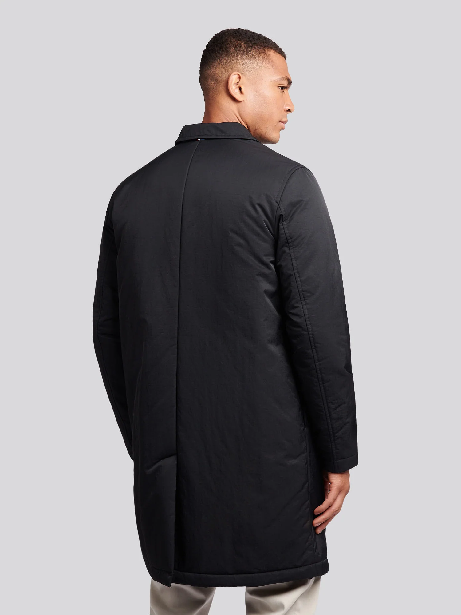 Mens Lightweight Quilted Mac in Black - Image 4