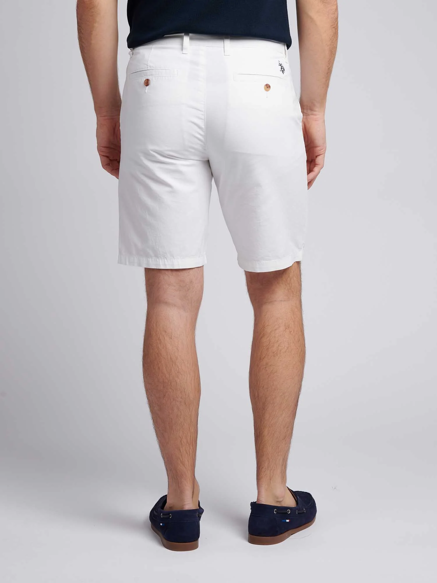 Mens Linen Blend Chino Shorts in Bright White - Image 3