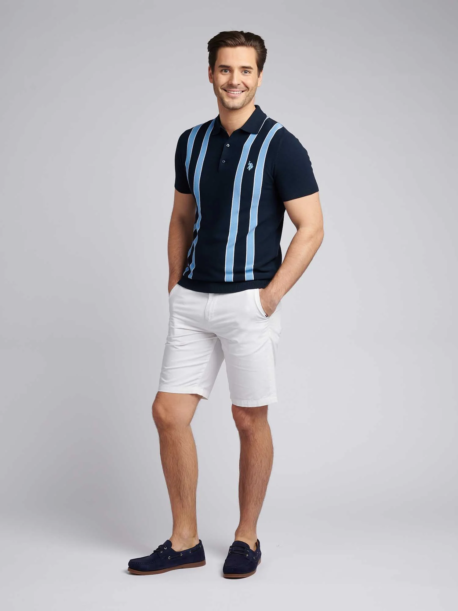 Mens Linen Blend Chino Shorts in Bright White - Image 4