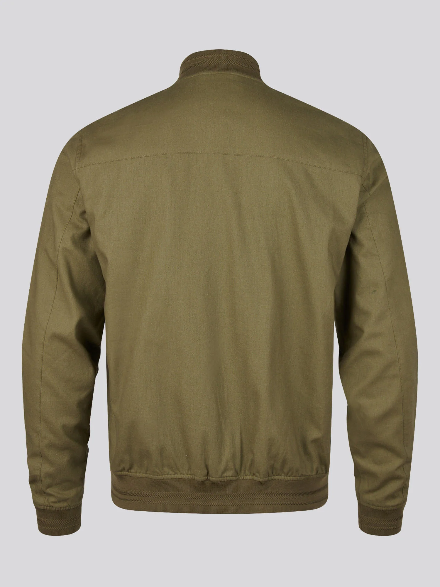 Mens Linen Blend Classic Bomber Deep Lichen Green - Image 8