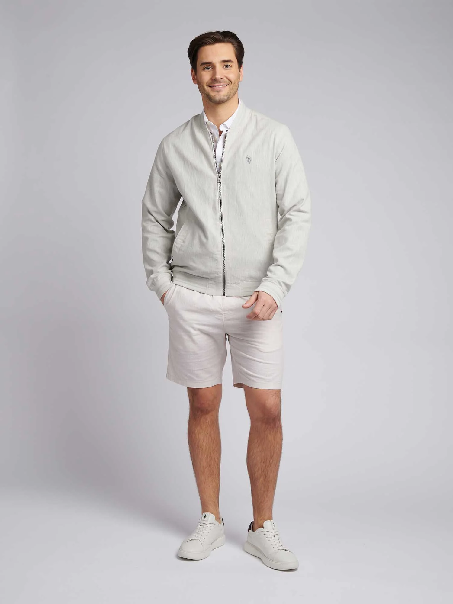 Mens Linen Blend Classic Bomber Northern Droplet - Image 8