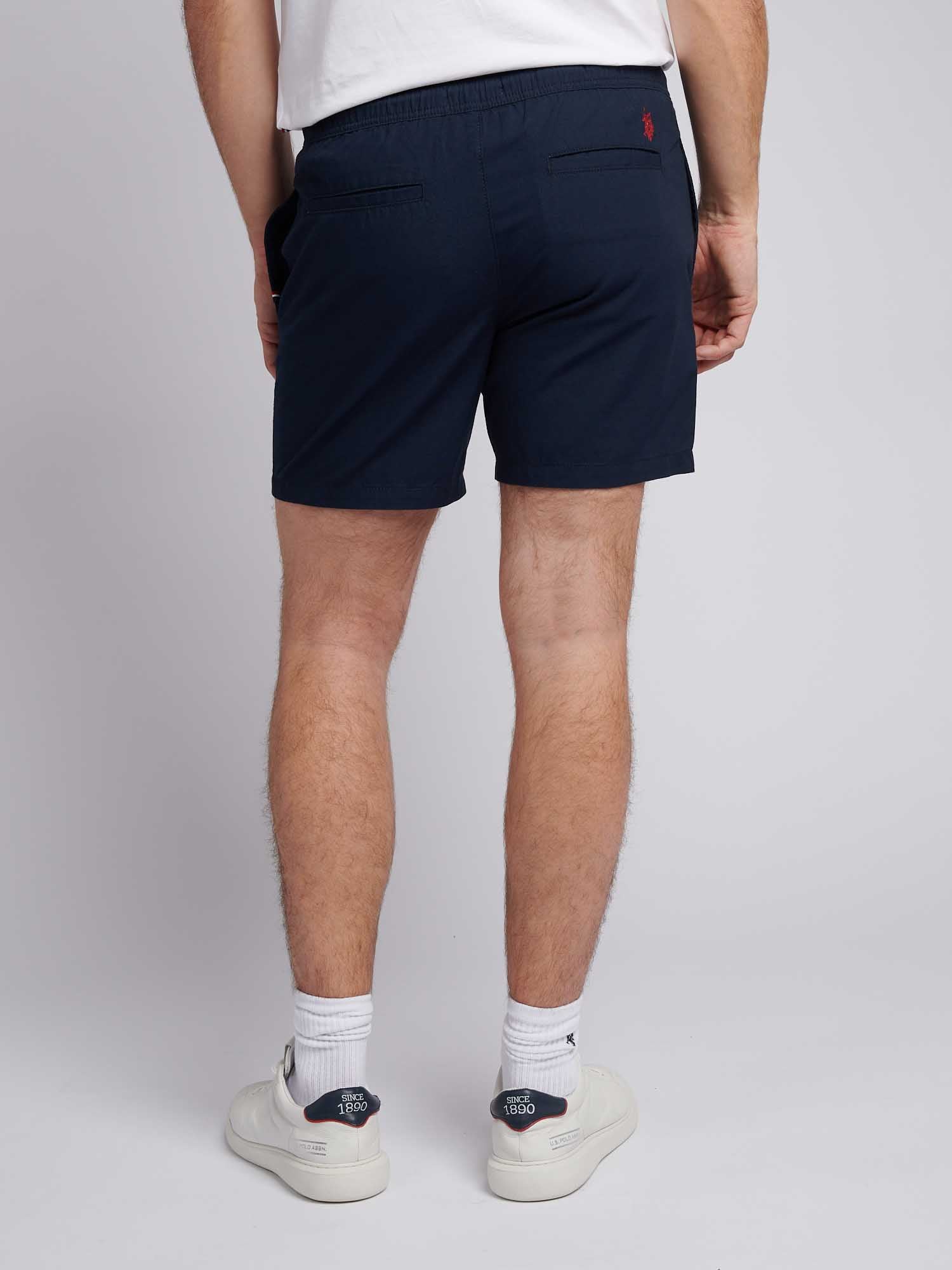 Mens Linen Blend Deck Shorts Dark Sapphire Navy / Haute Red DHM - Image 3