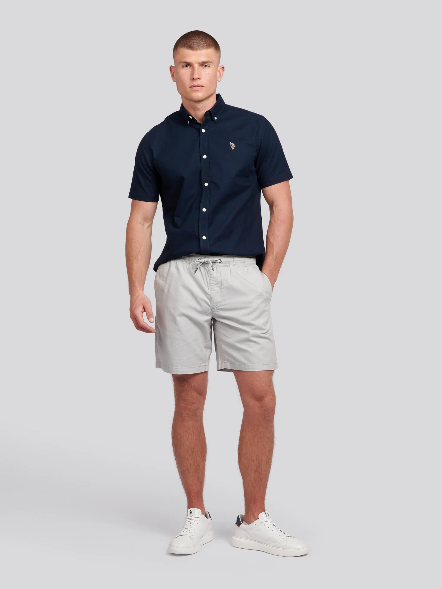 Mens Linen Blend Deck Shorts Harbor Mist - Image 3
