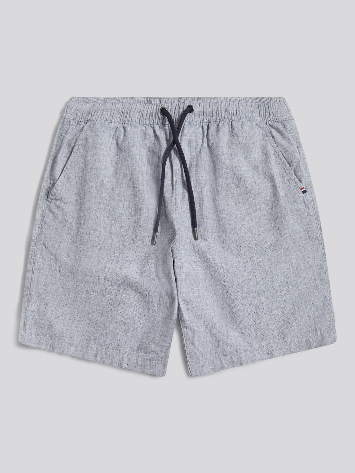 Mens Linen Blend Drawstring Short in Dark Sapphire Navy / Moonlight Blue DHM - Image 6