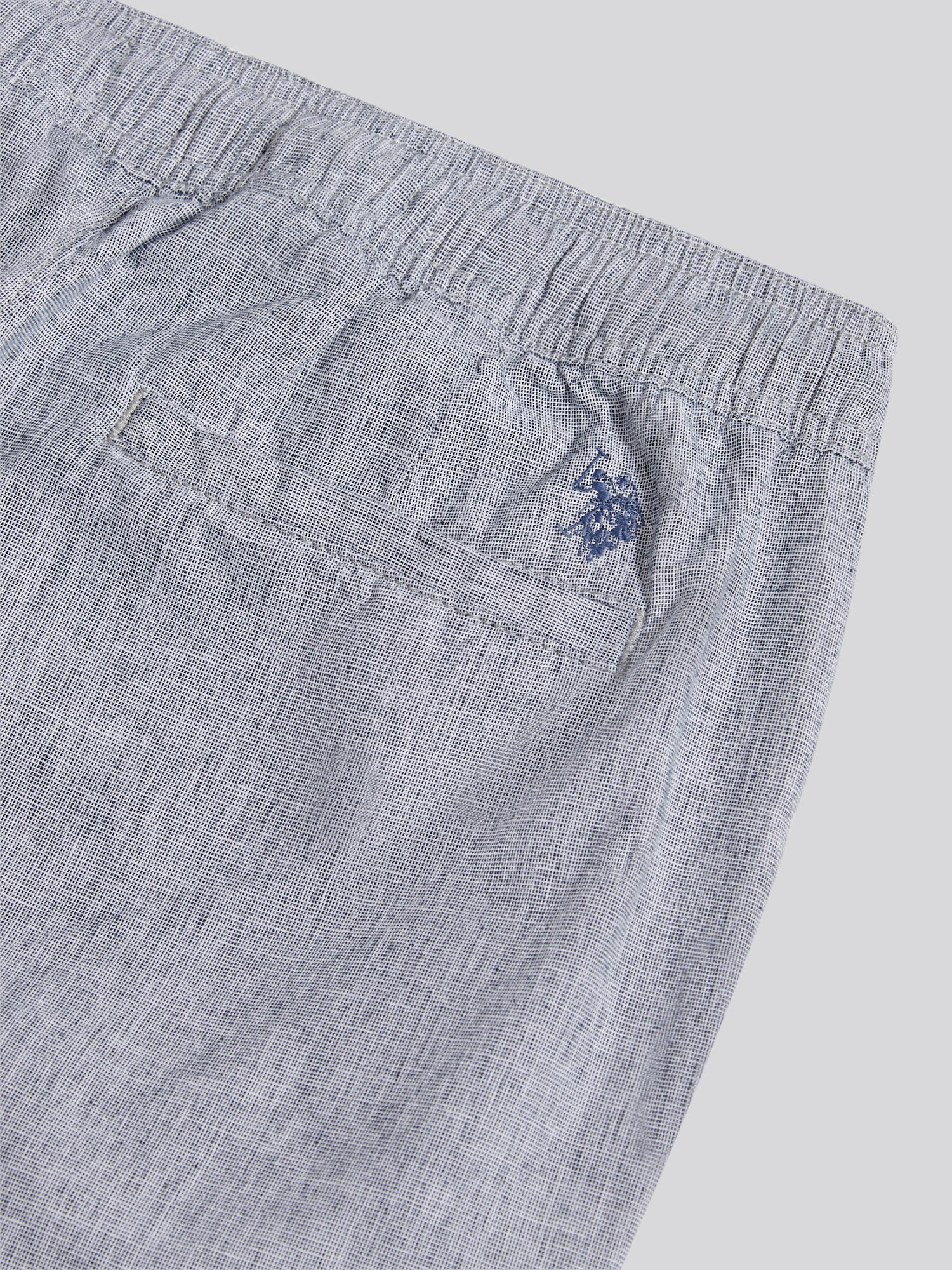 Mens Linen Blend Drawstring Short in Dark Sapphire Navy / Moonlight Blue DHM - Image 8