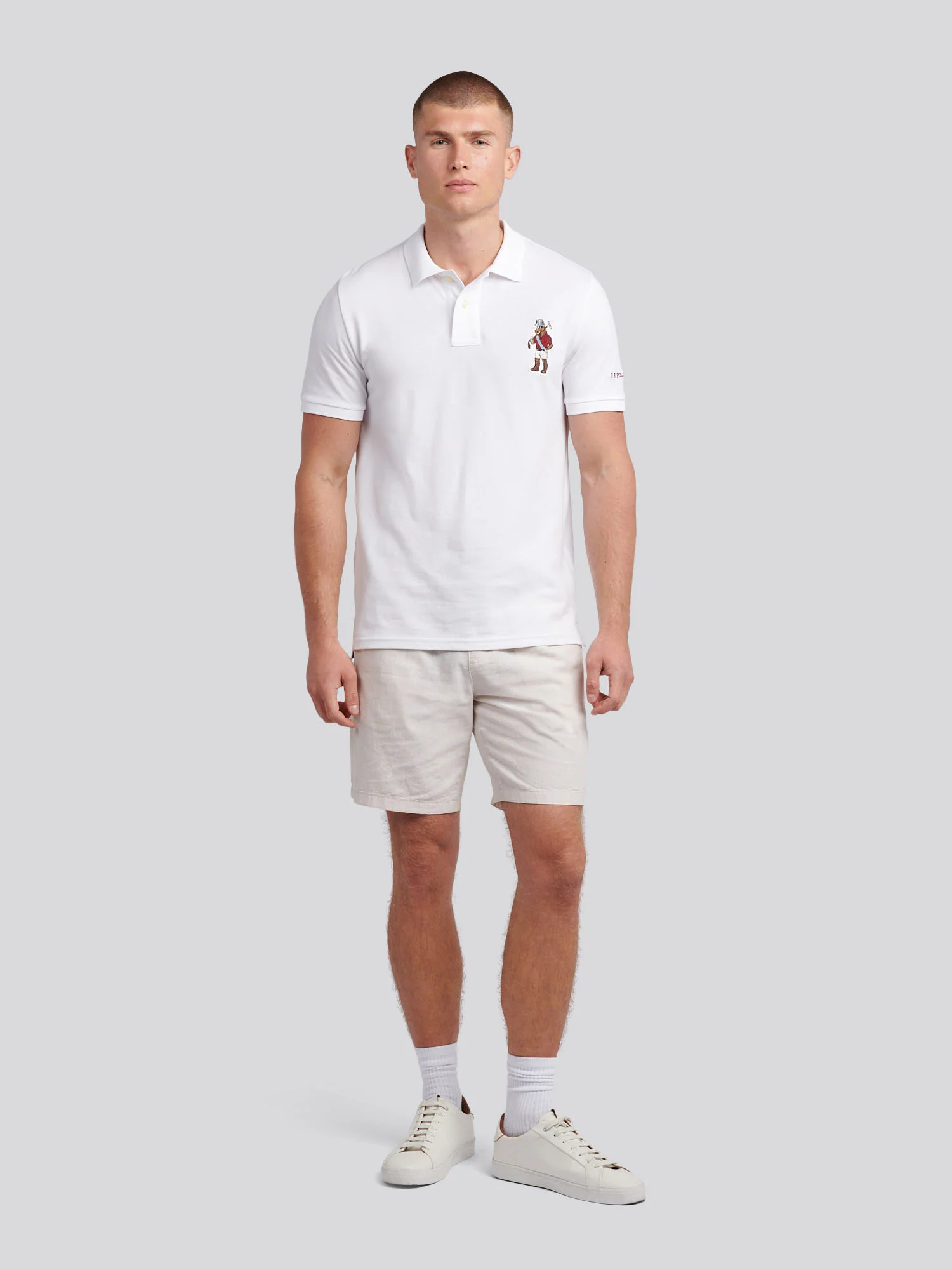 Mens Linen Blend Drawstring Short in Doeskin - Image 3