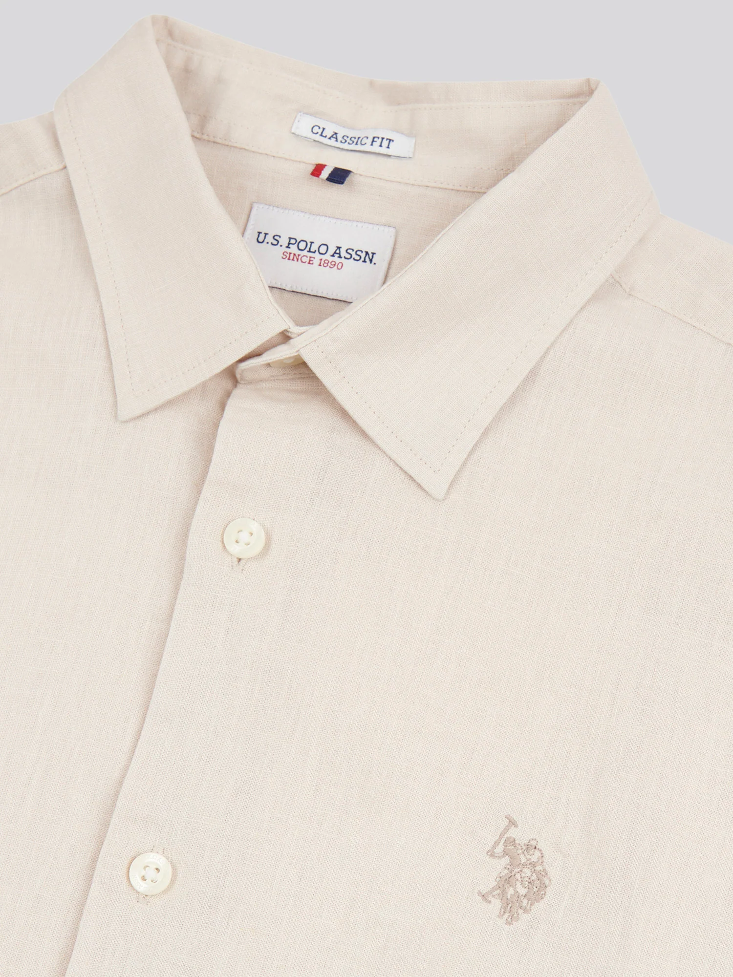 Mens Linen Blend Shirt Beige - Image 6