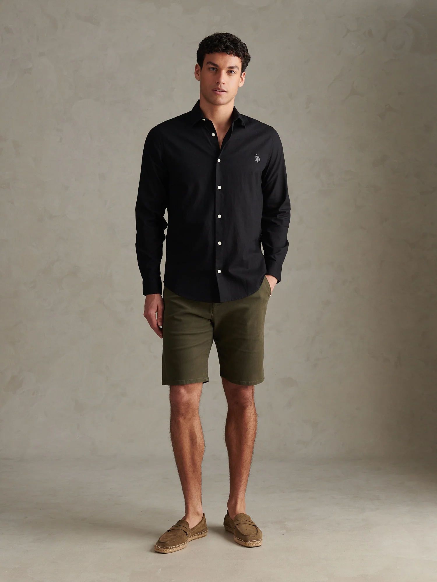 Mens Linen Blend Shirt Black - Image 3