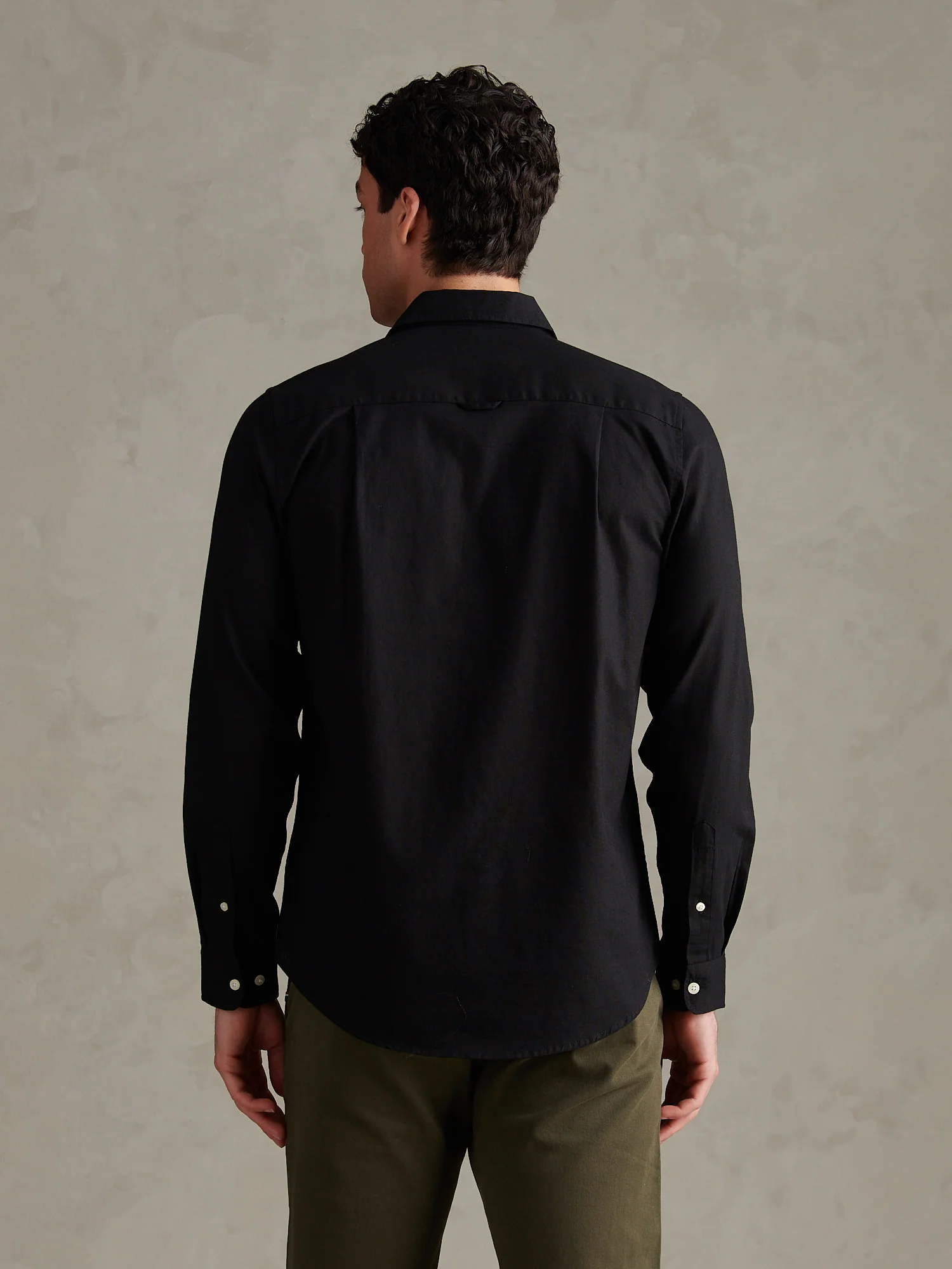 Mens Linen Blend Shirt Black - Image 4
