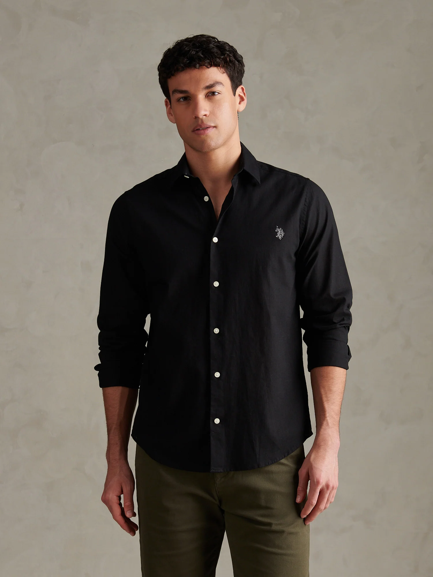 Mens Linen Blend Shirt Black - Image 5