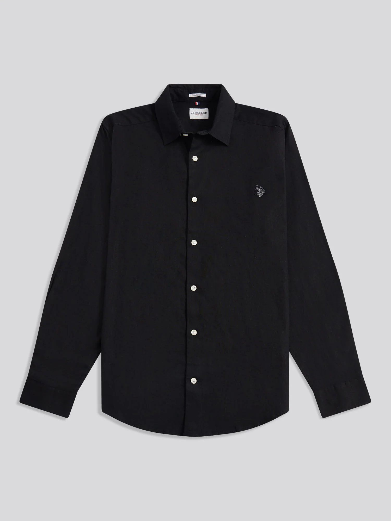 Mens Linen Blend Shirt Black - Image 6