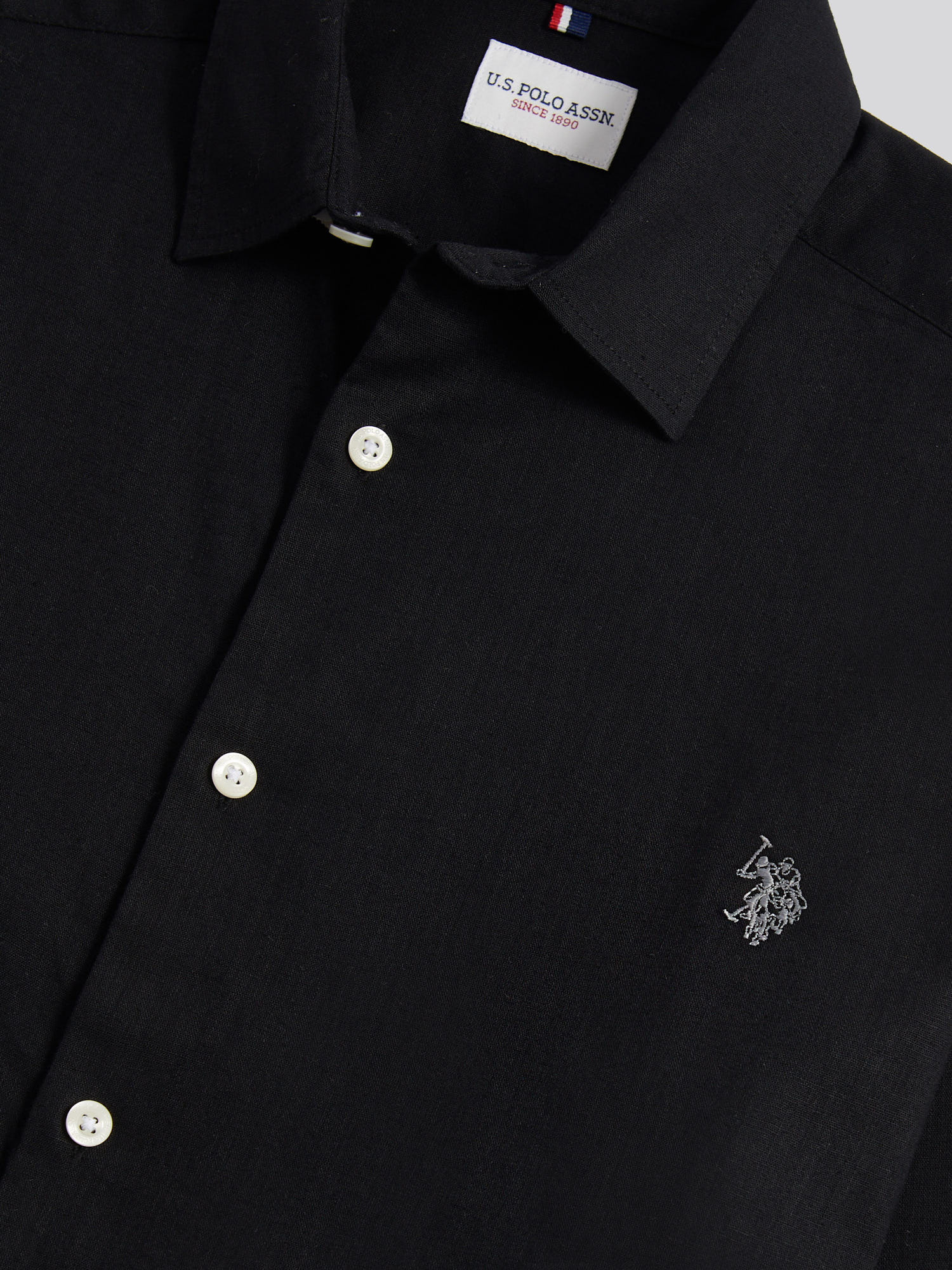 Mens Linen Blend Shirt Black - Image 8