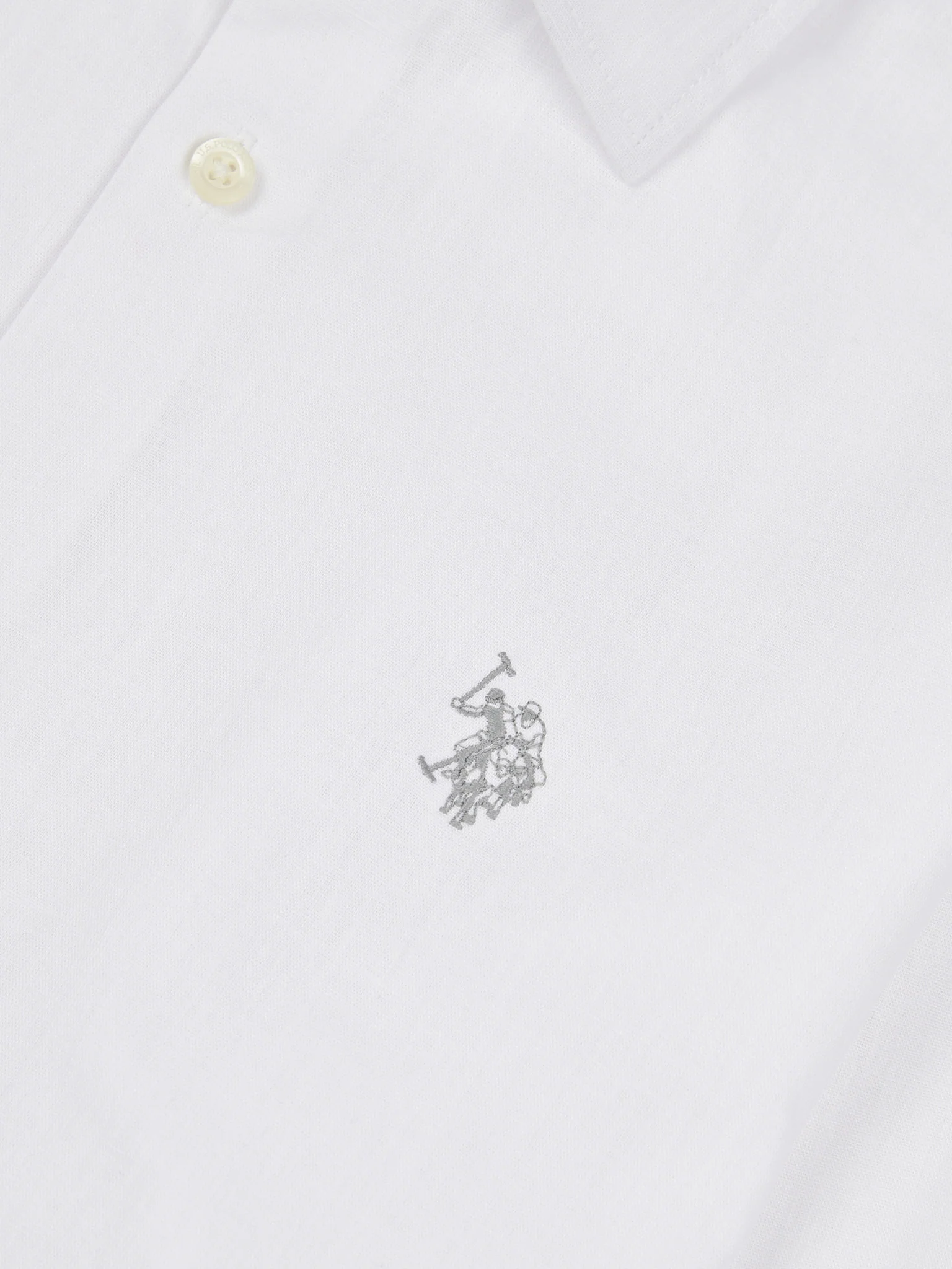 Mens Linen Blend Shirt Bright White / Harbour Mist - Image 3