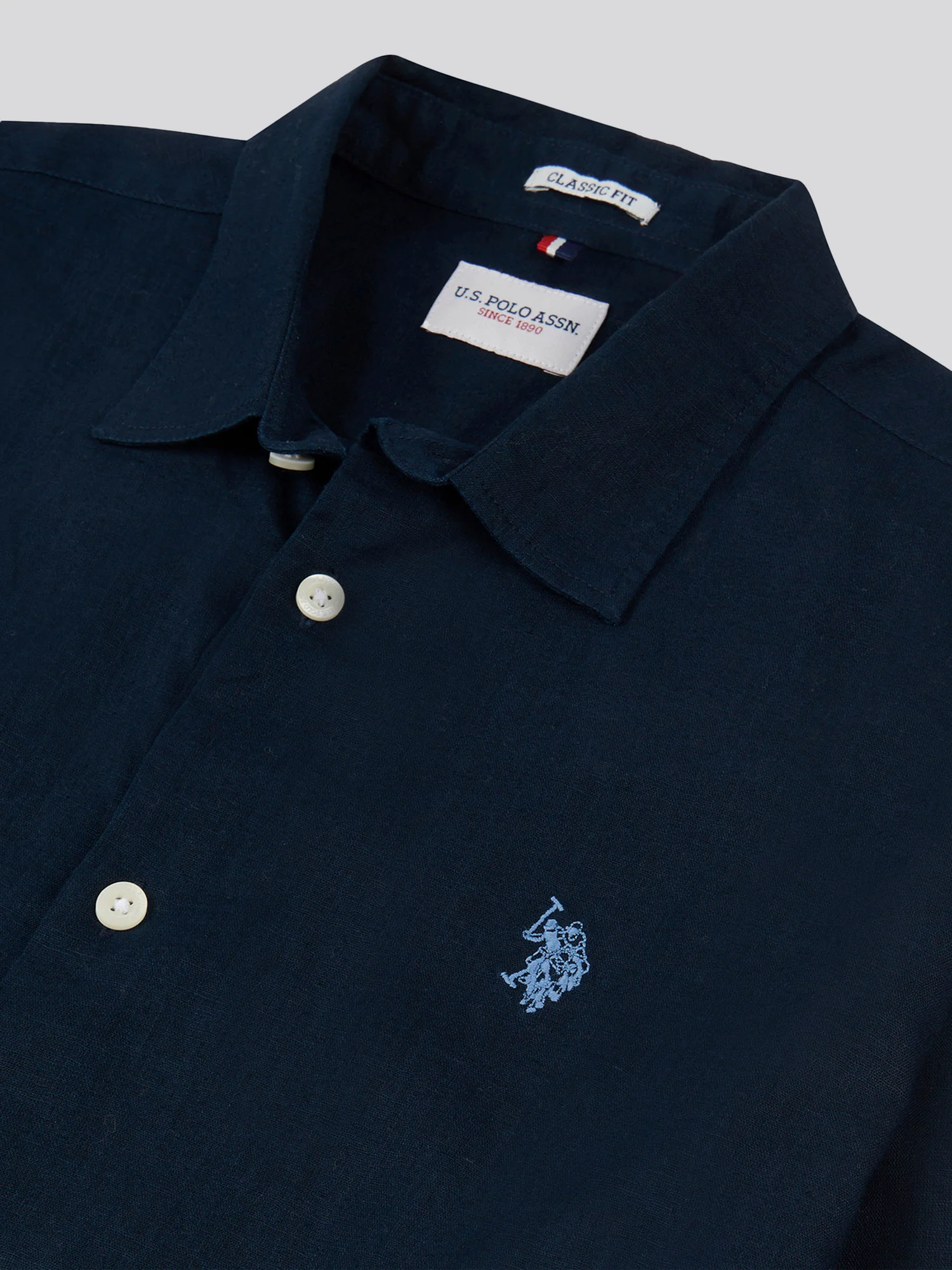 Mens Linen Blend Shirt Dark Sapphire Navy / Moonlight Blue DHM - Image 6